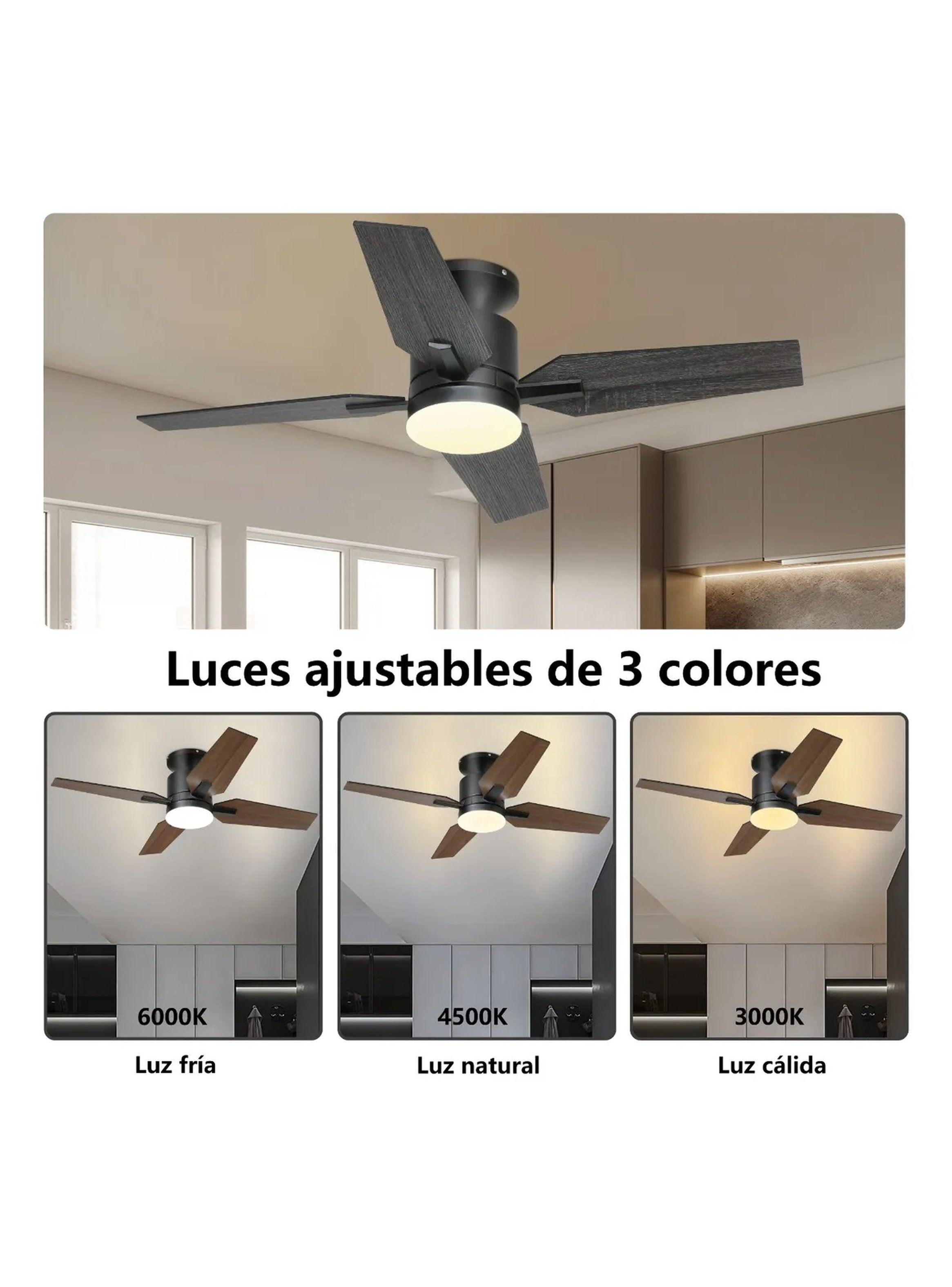 Ventilador De Techo Empotrado 40'' Luces Ajustables 3 Colores-2