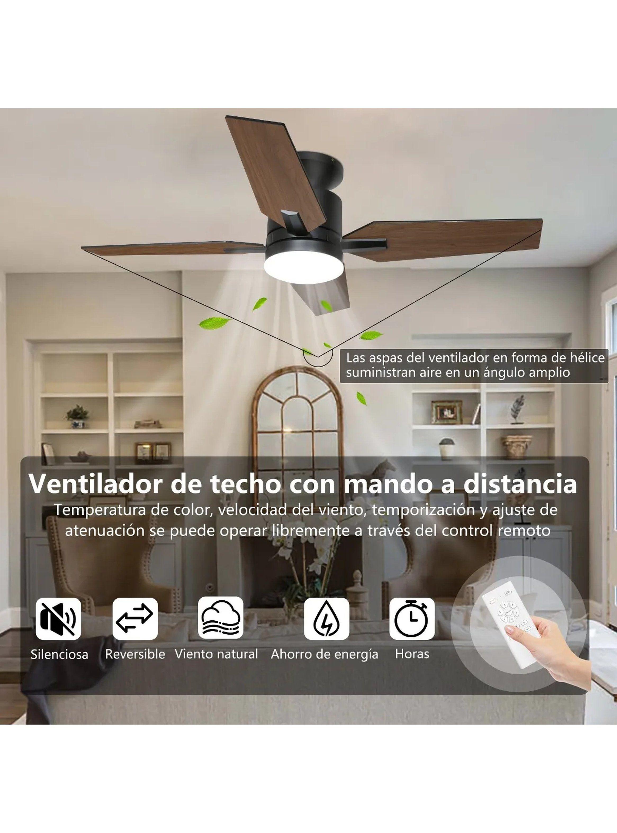 Ventilador De Techo Empotrado 40'' Luces Ajustables 3 Colores-4