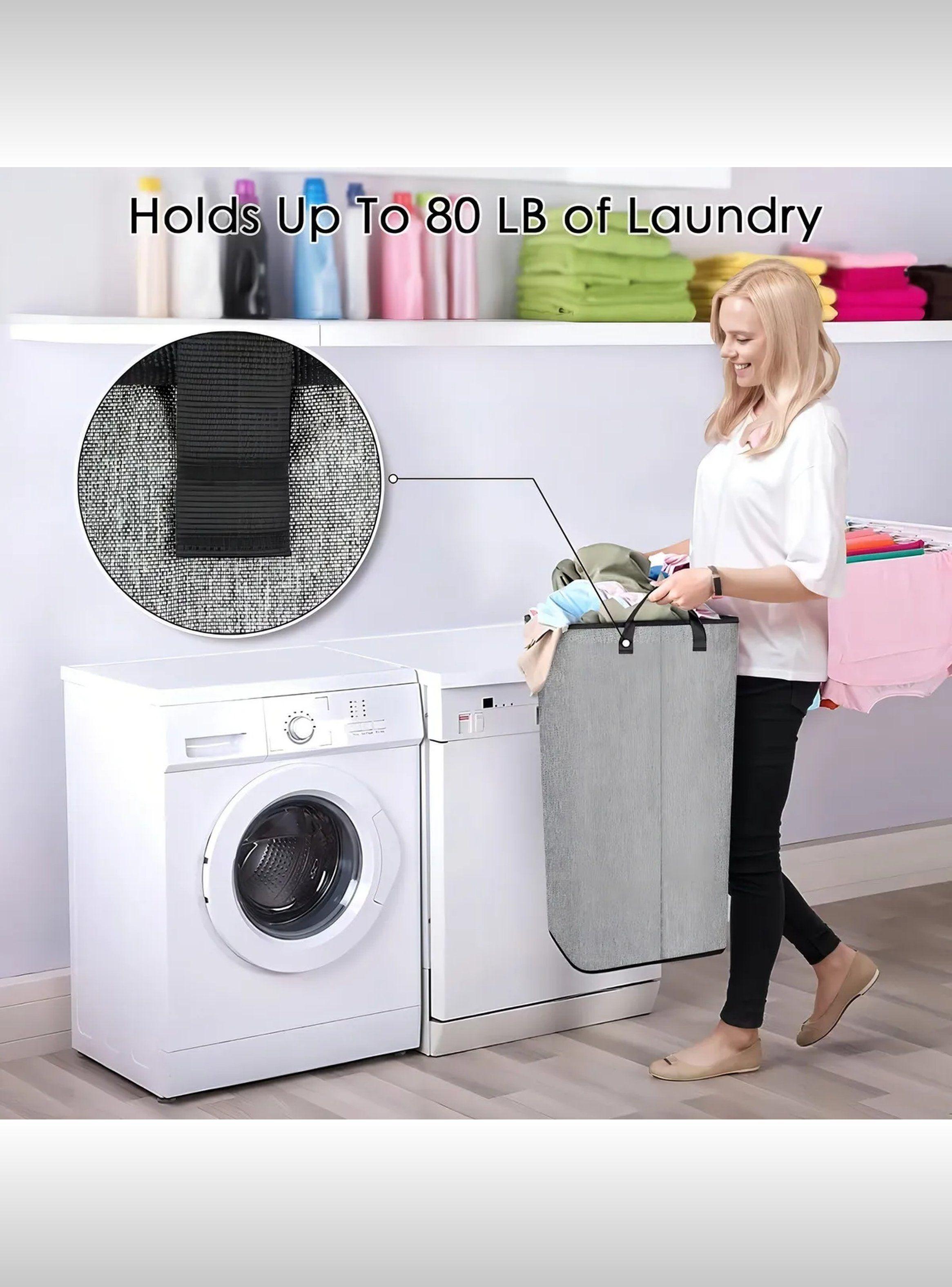 Canasta de Ropa Plegable Gran Capacidad 80 LB Tela Gris-1