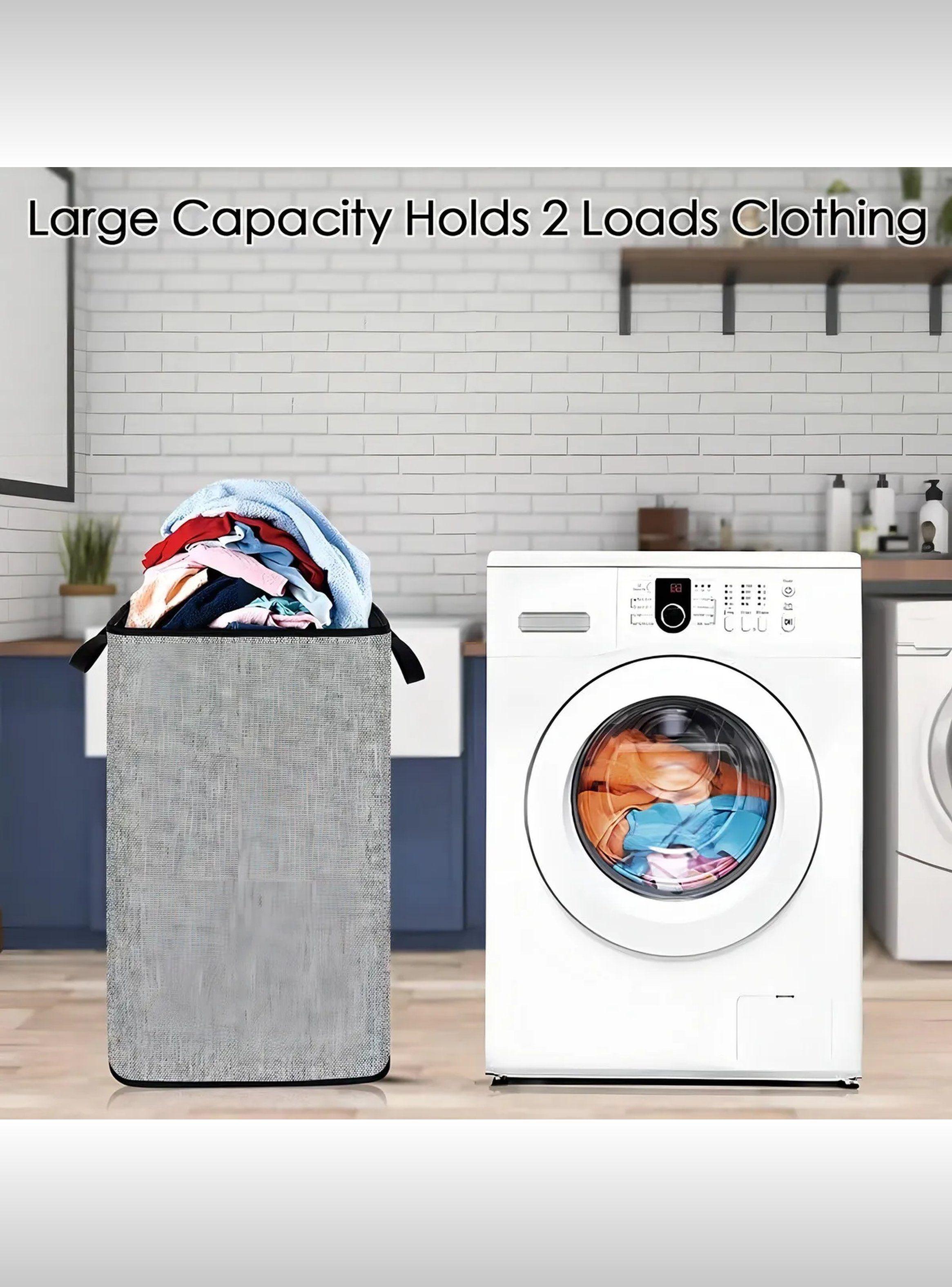 Canasta de Ropa Plegable Gran Capacidad 80 LB Tela Gris-2