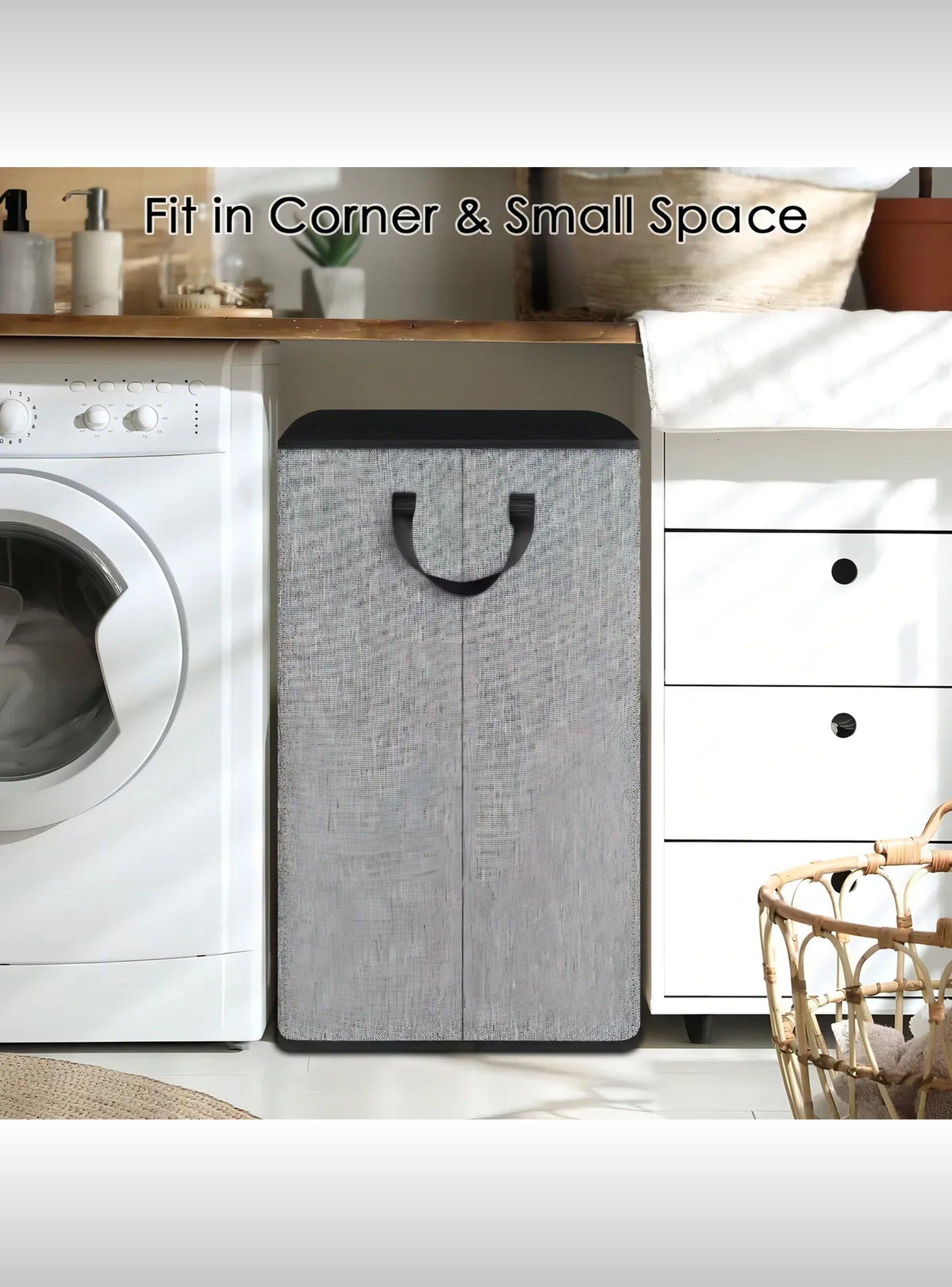 Canasta de Ropa Plegable Gran Capacidad 80 LB Tela Gris-3