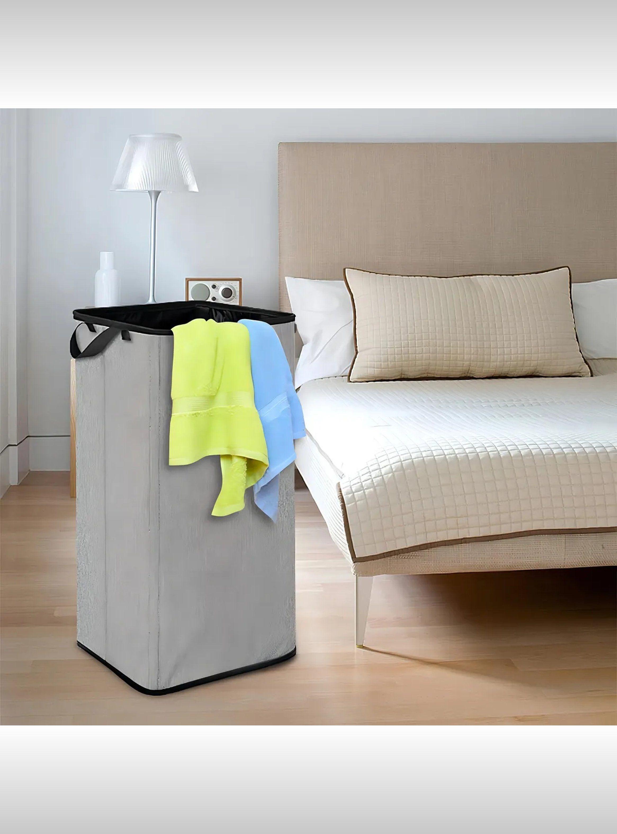 Canasta de Ropa Plegable Gran Capacidad 80 LB Tela Gris-5