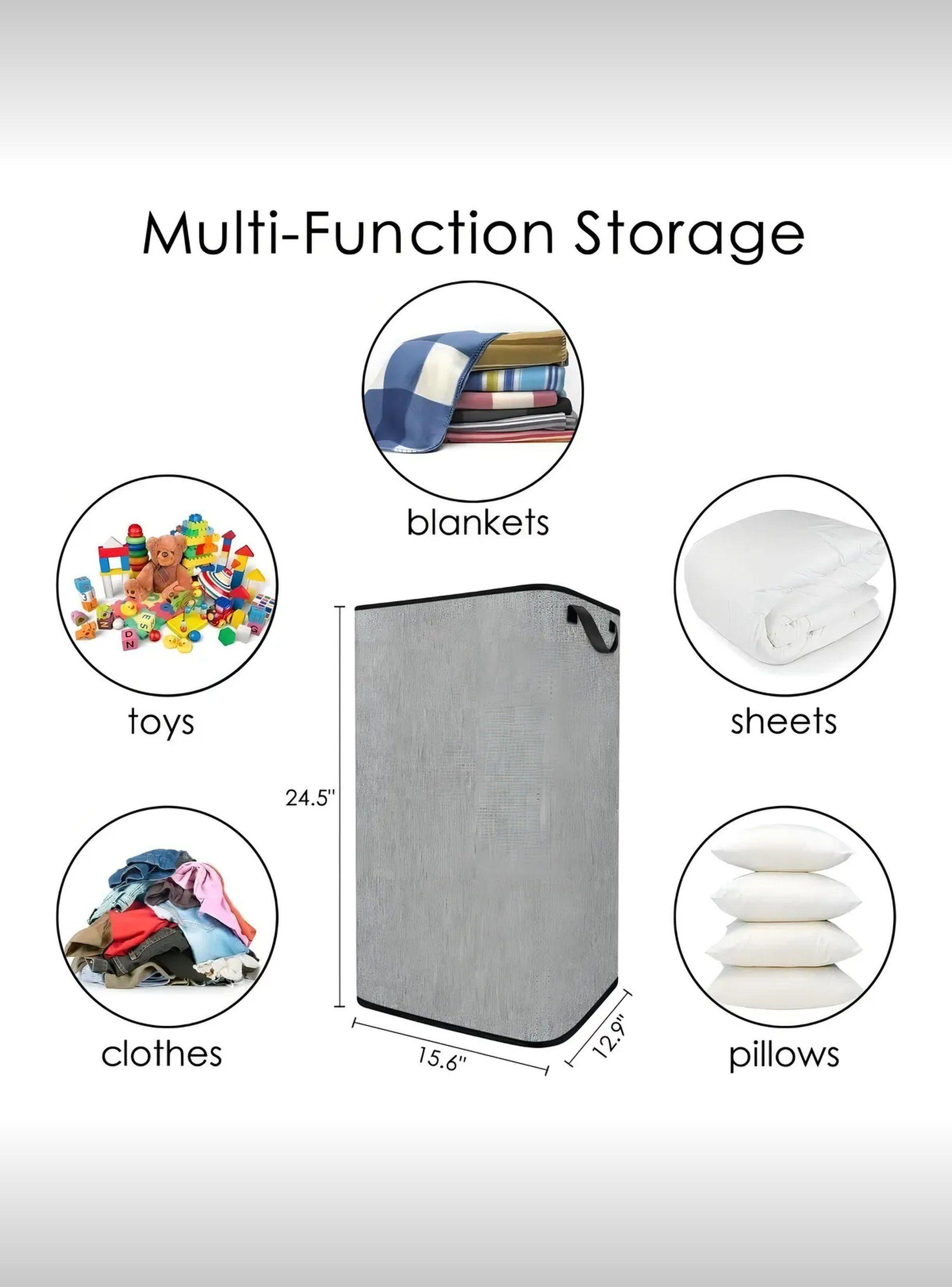 Canasta de Ropa Plegable Gran Capacidad 80 LB Tela Gris-7