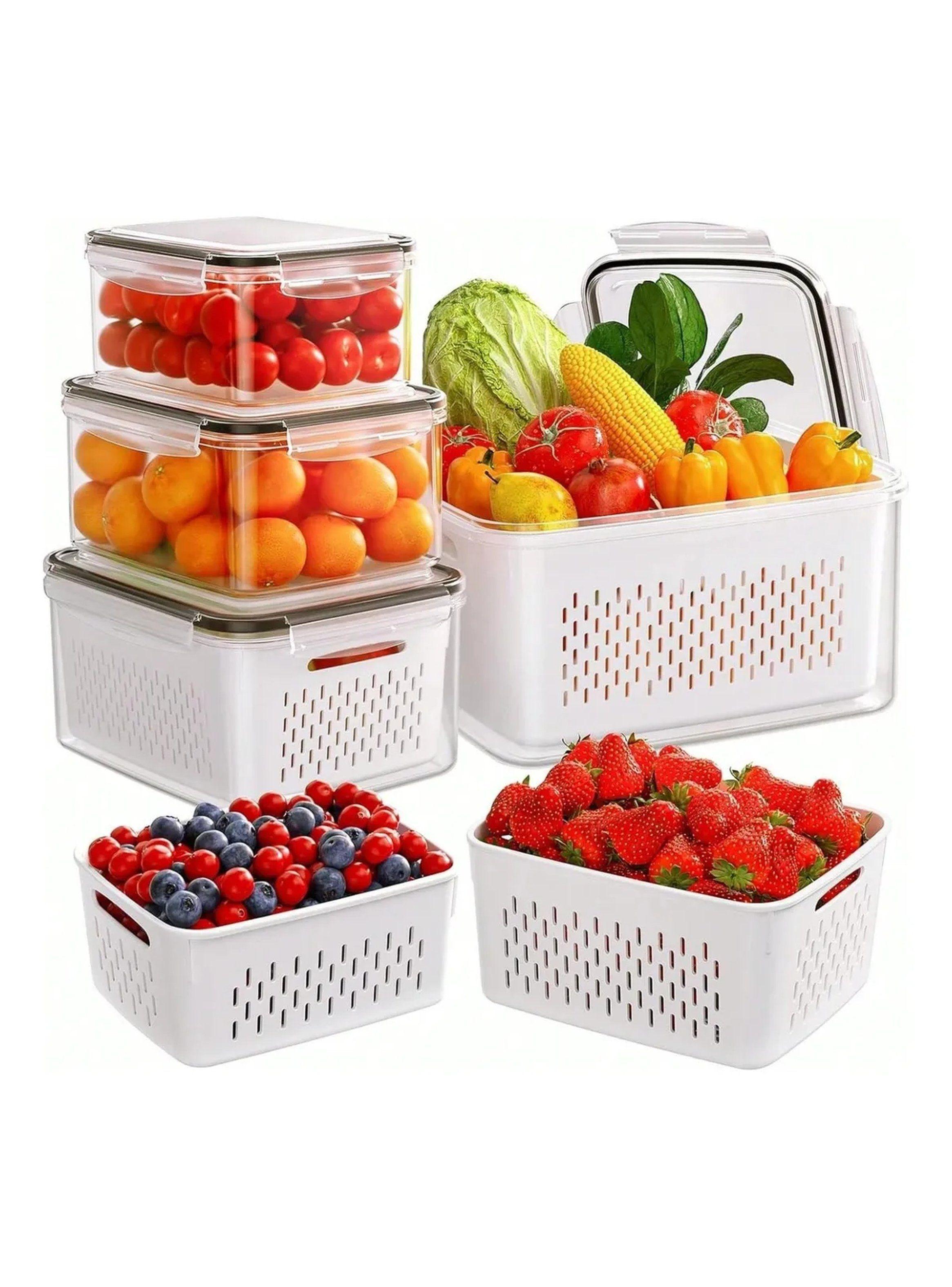 Recipientes de Almacenamiento Plástico con Tapa Hermética y Drenaje Multiuso-0