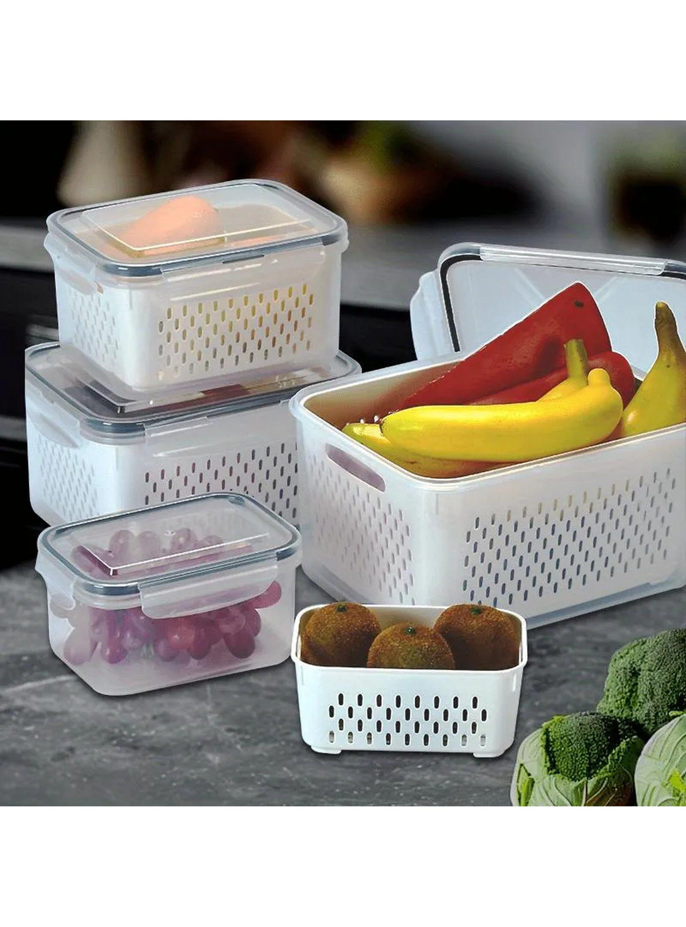 Recipientes de Almacenamiento Plástico con Tapa Hermética y Drenaje Multiuso-2