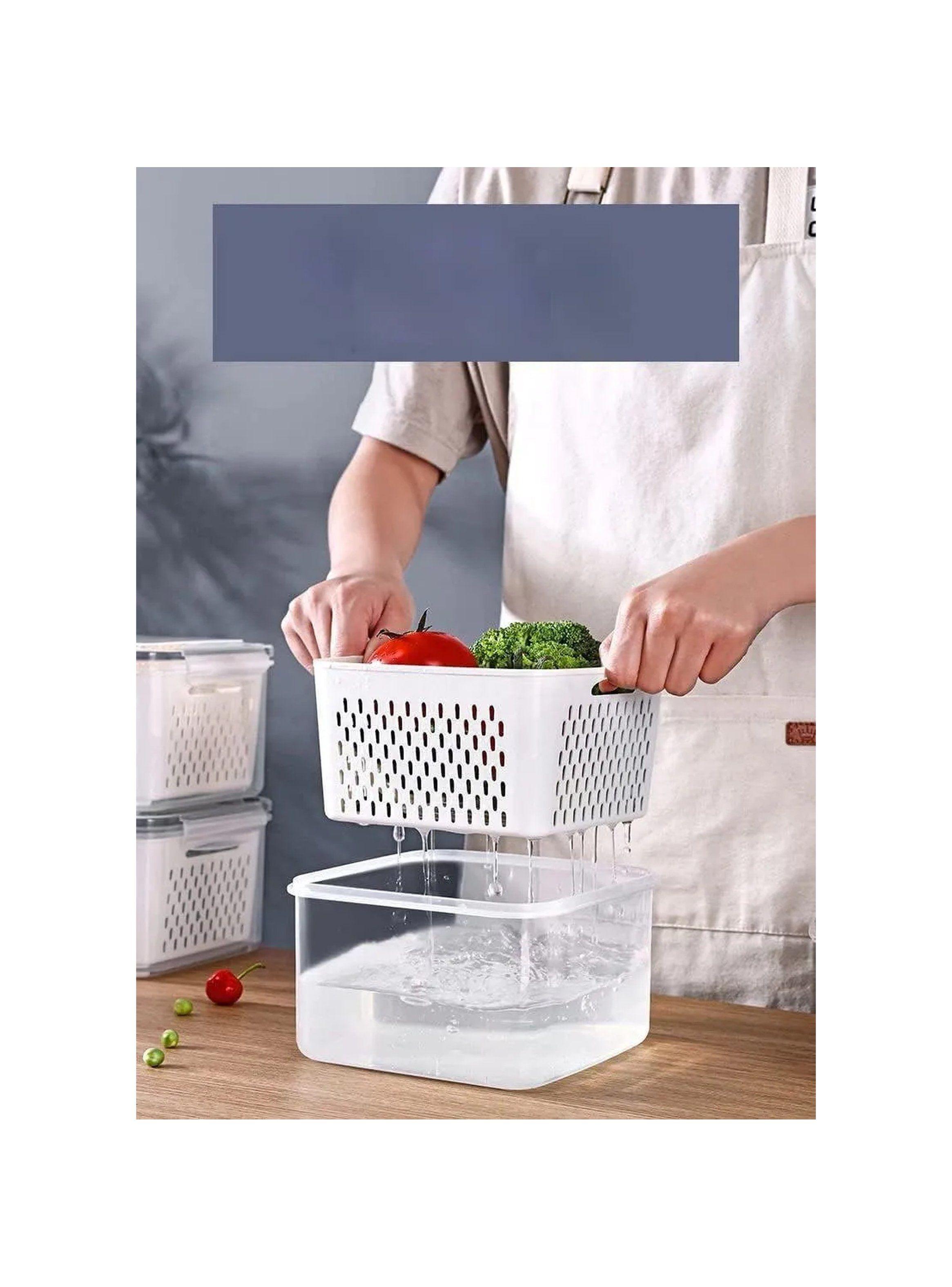 Recipientes de Almacenamiento Plástico con Tapa Hermética y Drenaje Multiuso-3