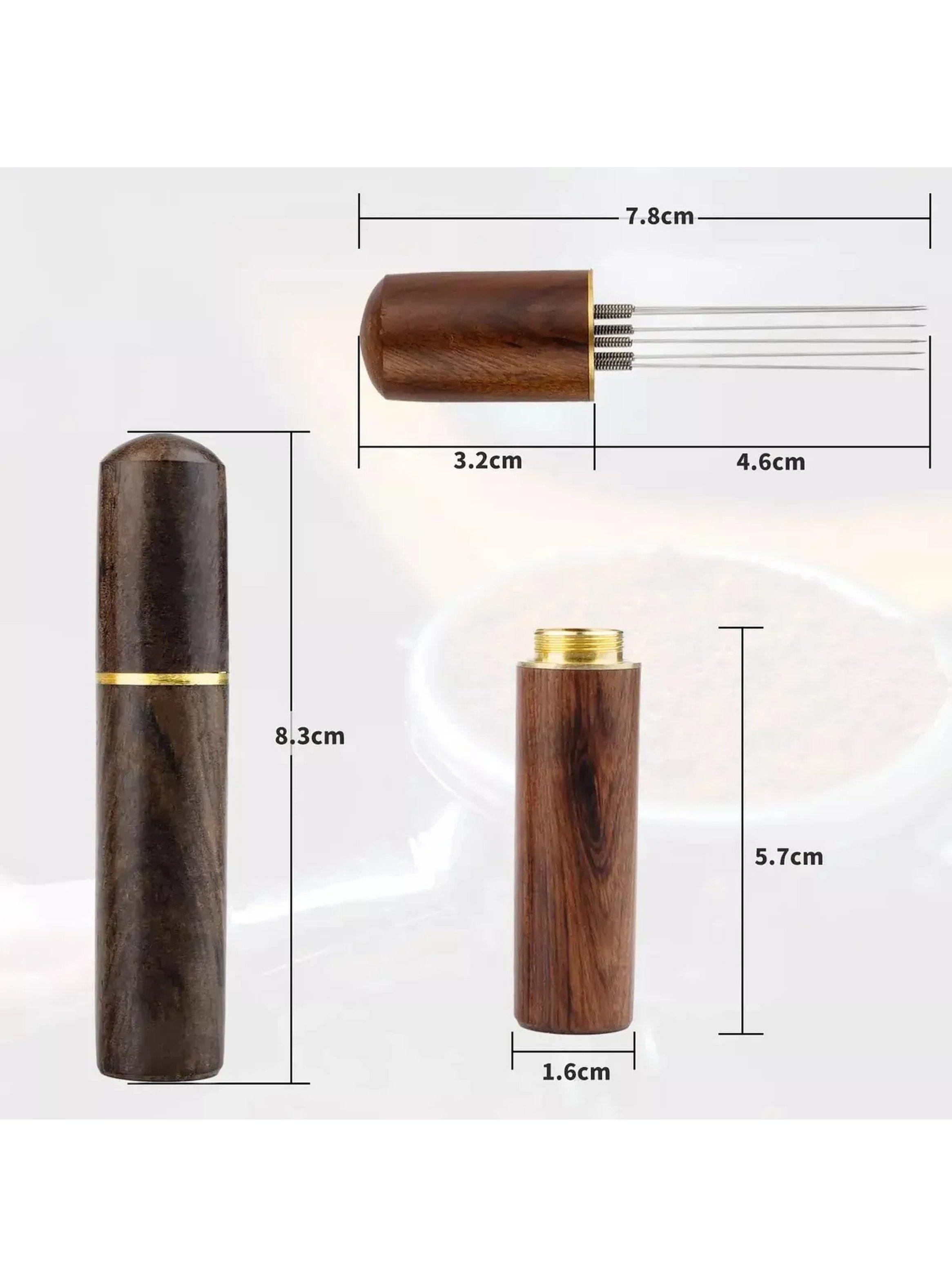 Distribuidor de Café Con Agujas de Acero Inoxidable Mango Madera-1
