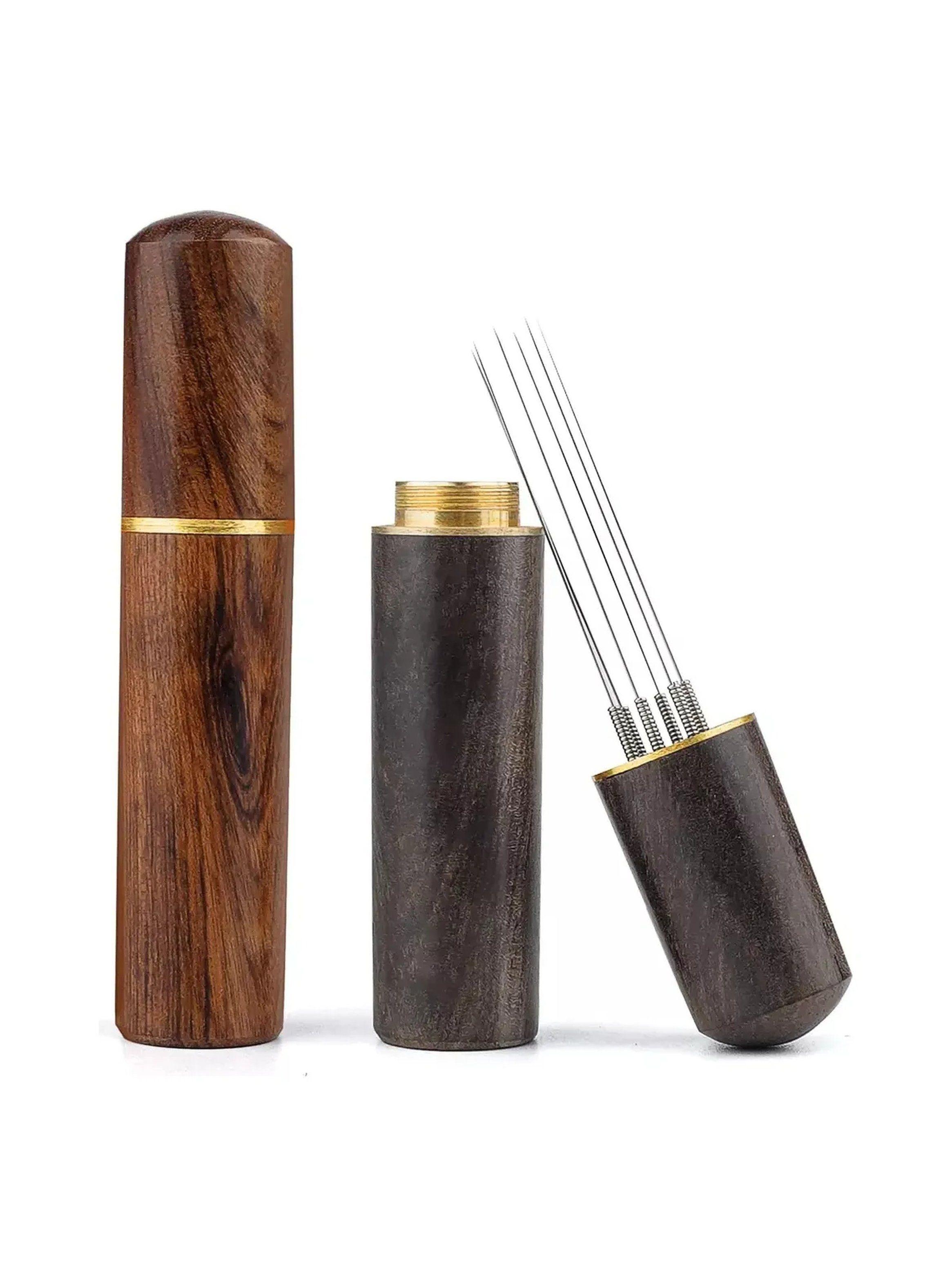 Distribuidor de Café Con Agujas de Acero Inoxidable Mango Madera-2