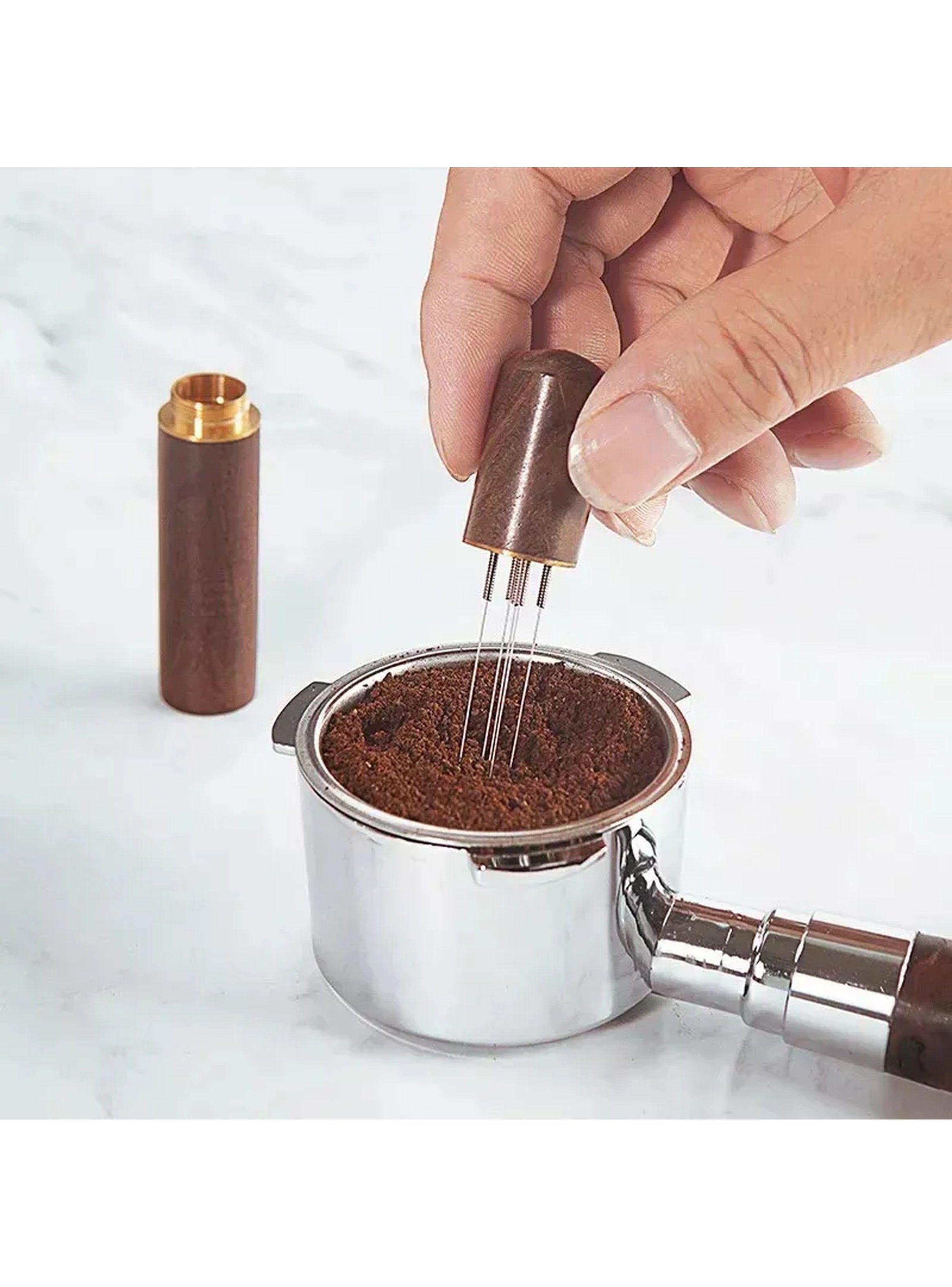 Distribuidor de Café Con Agujas de Acero Inoxidable Mango Madera-5