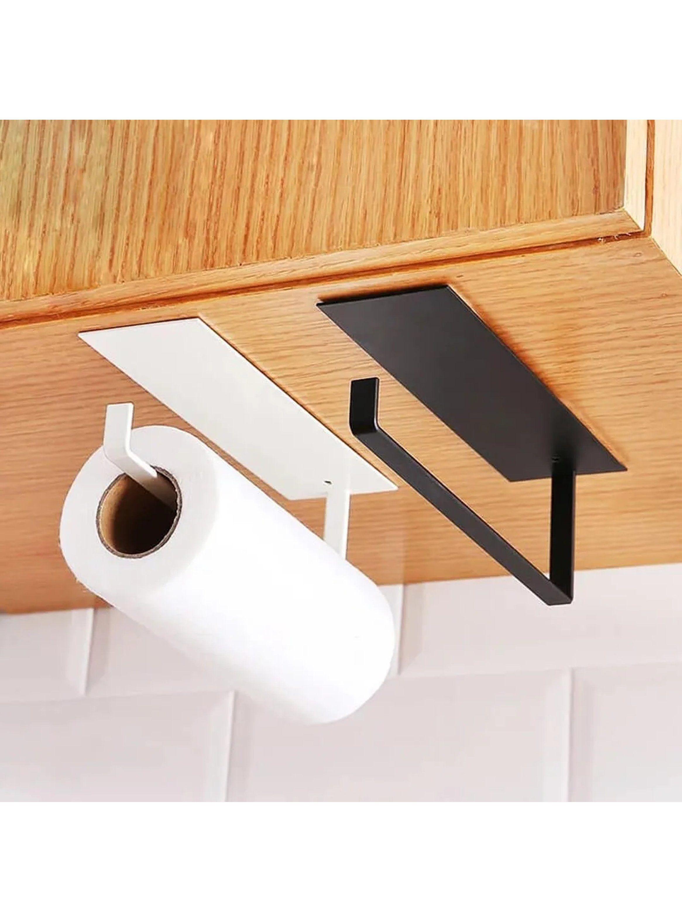 Porta Rollos de Papel Metálico Negro Autoadhesivo-2