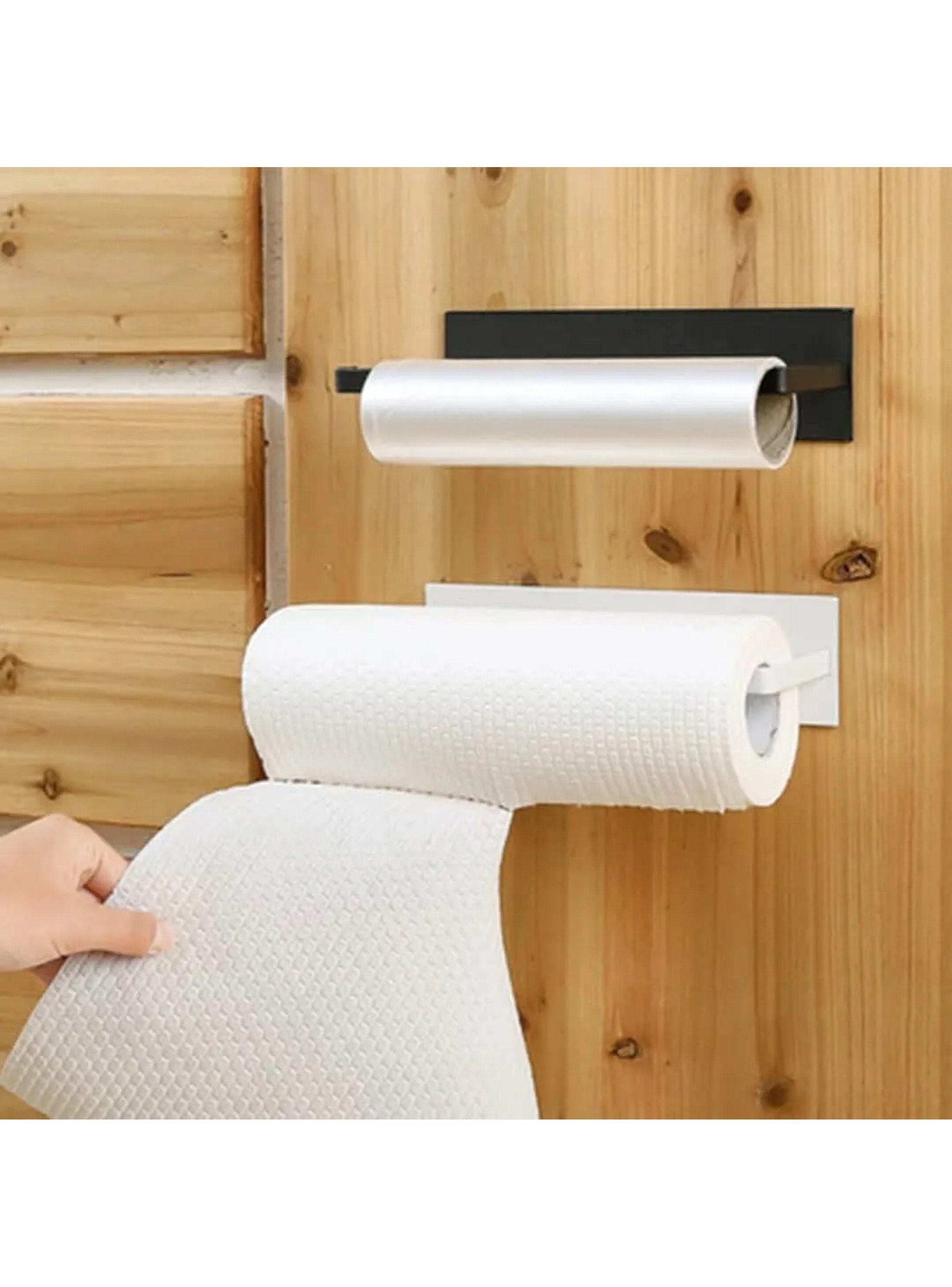 Porta Rollos de Papel Metálico Negro Autoadhesivo-5