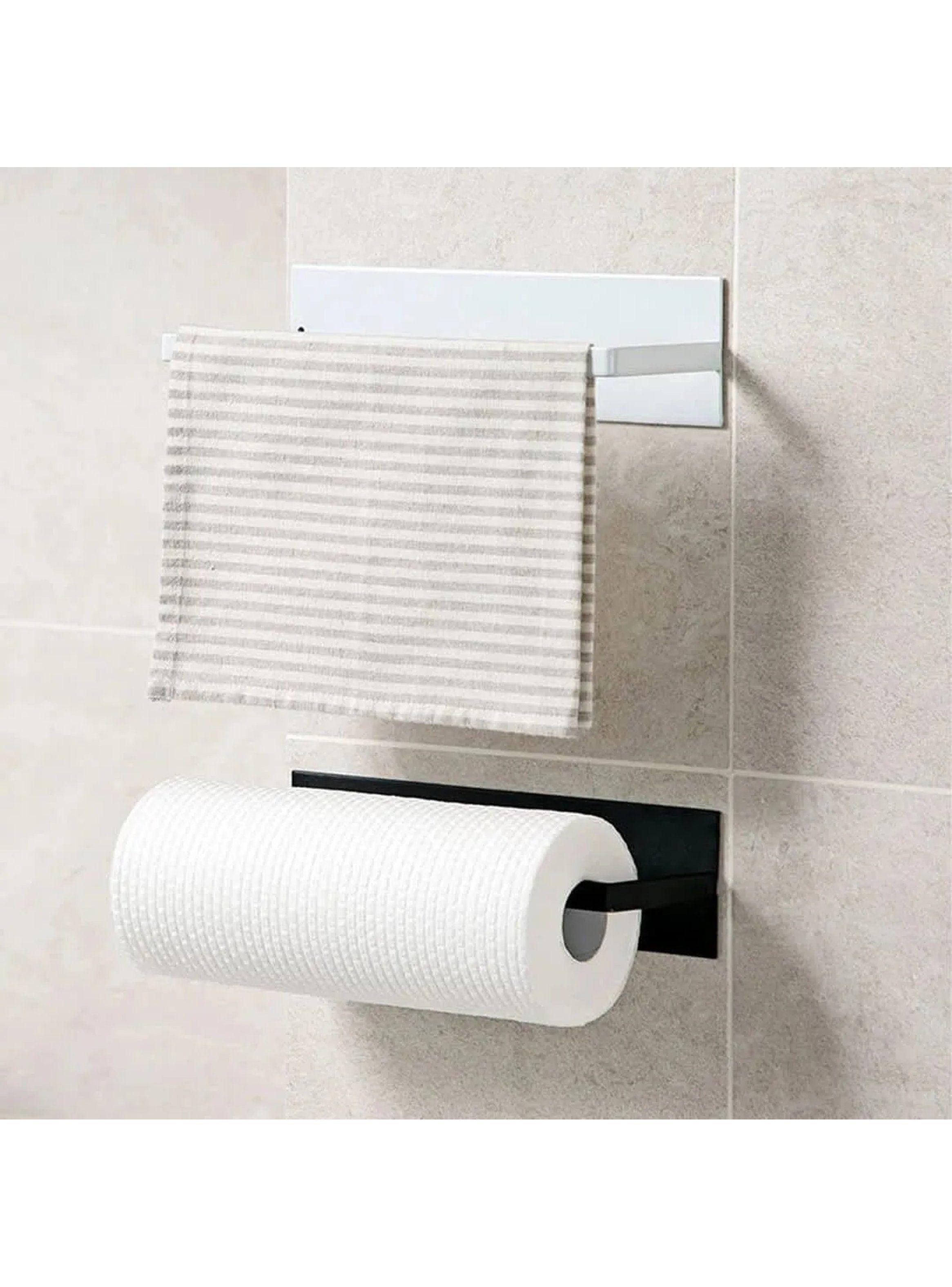 Porta Rollos de Papel Metálico Negro Autoadhesivo-6