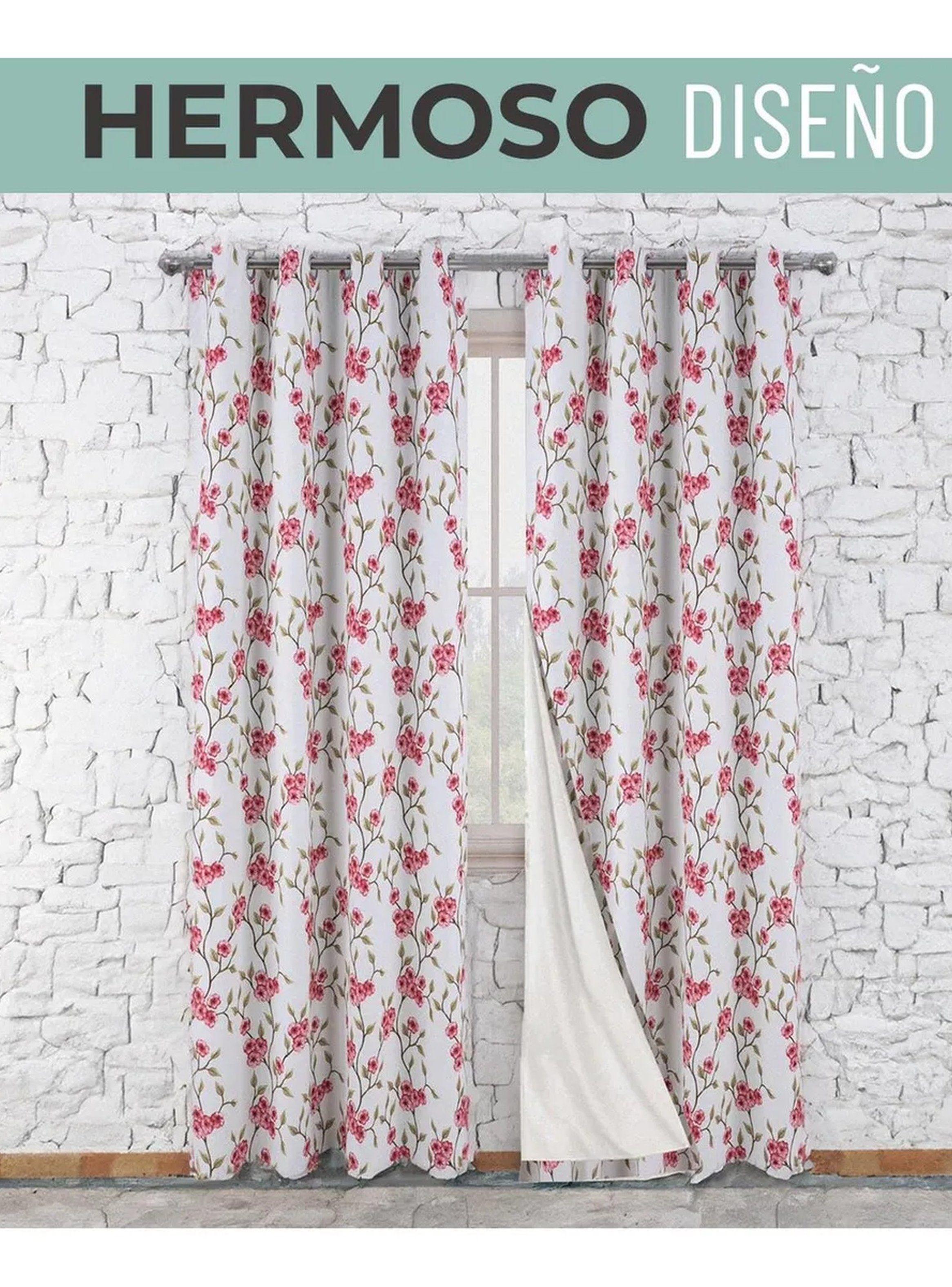 Cortinas Blackout Estampadas Flores Tela Termoaislante 140x260cm-4