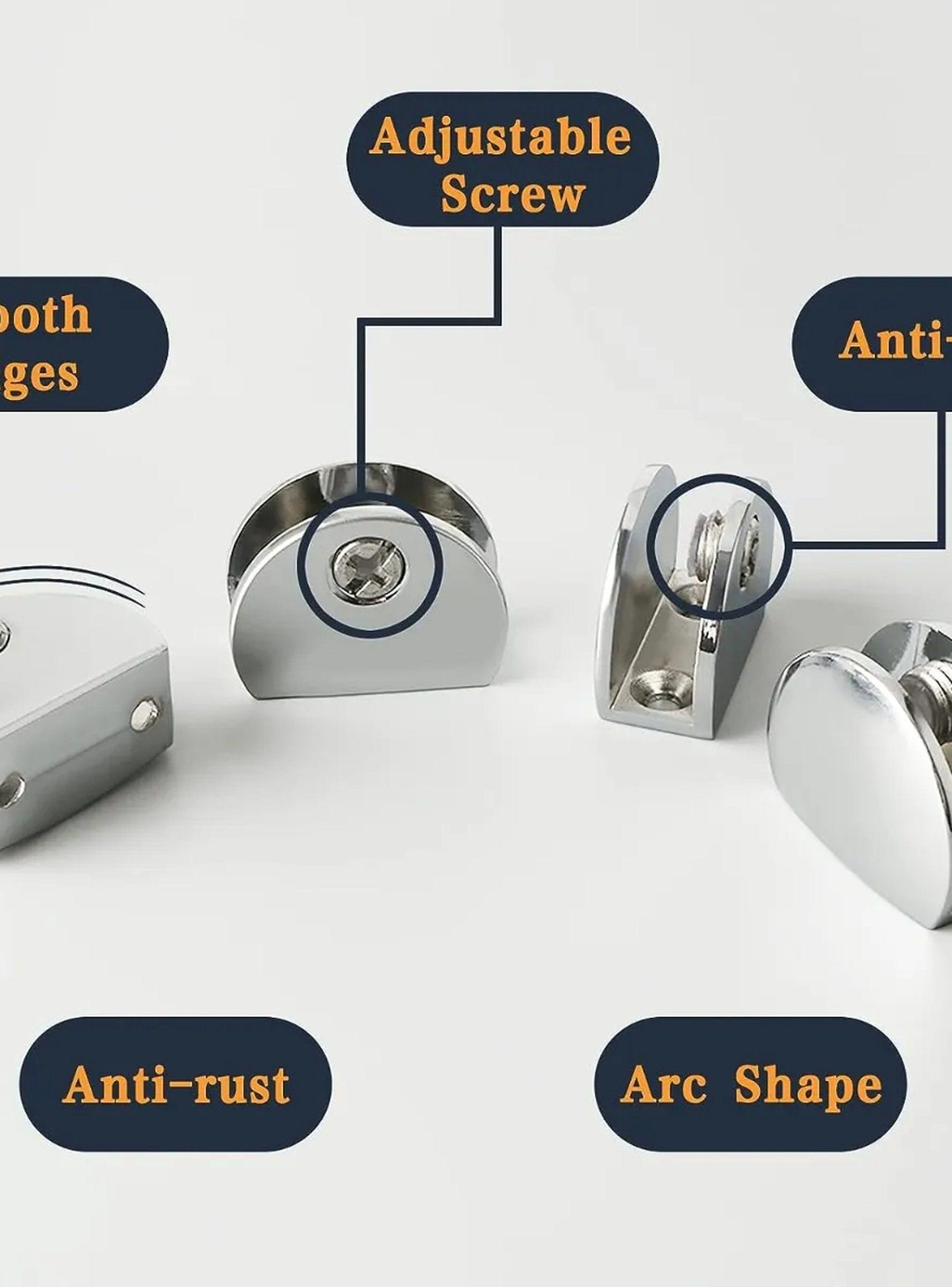 Soporte Para Vidrio y Acrílico Metálico Ajustable Plata-3