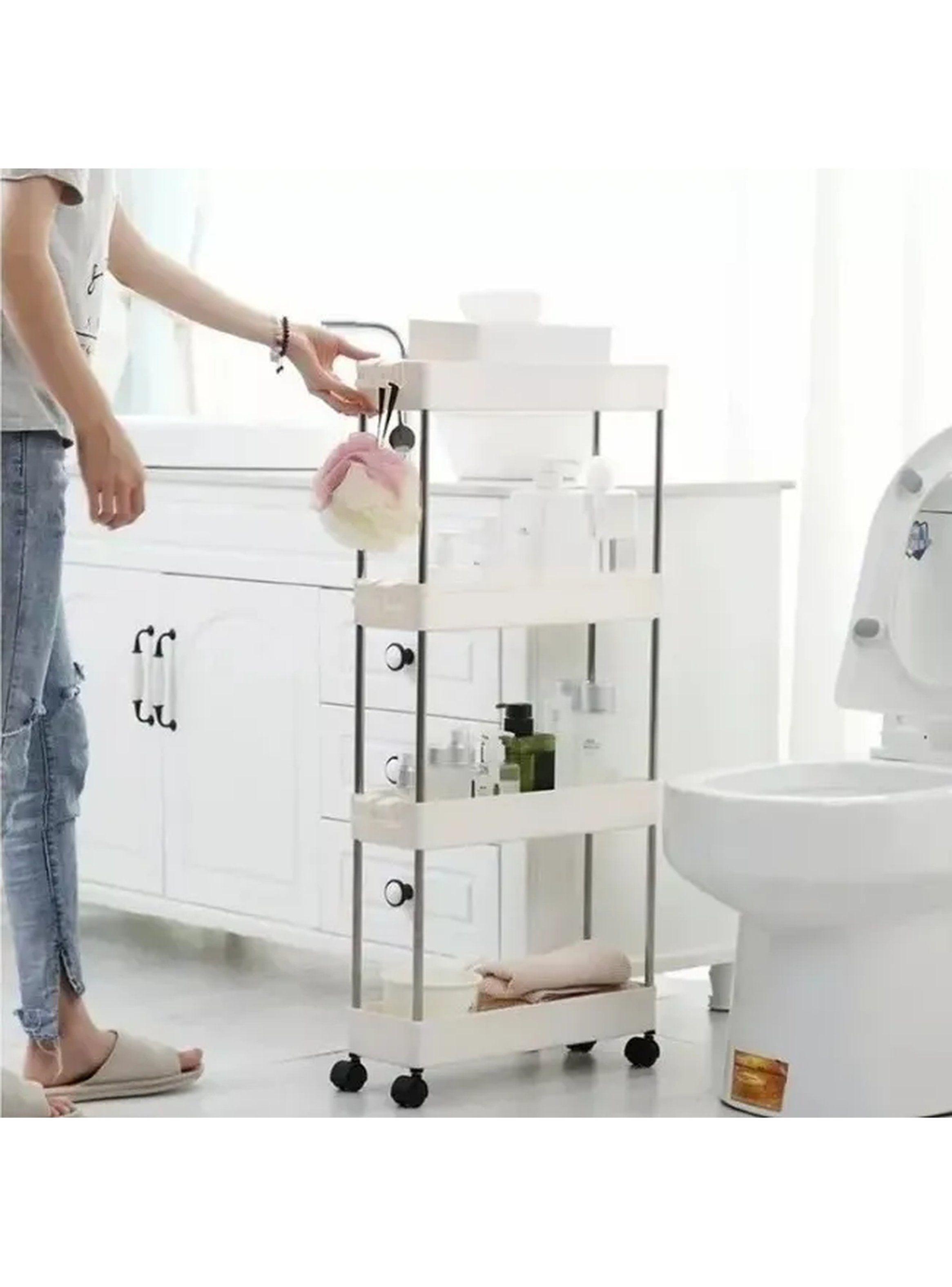 Carro de Almacenamiento Multifuncional 4 Niveles con Ruedas Blanco-5