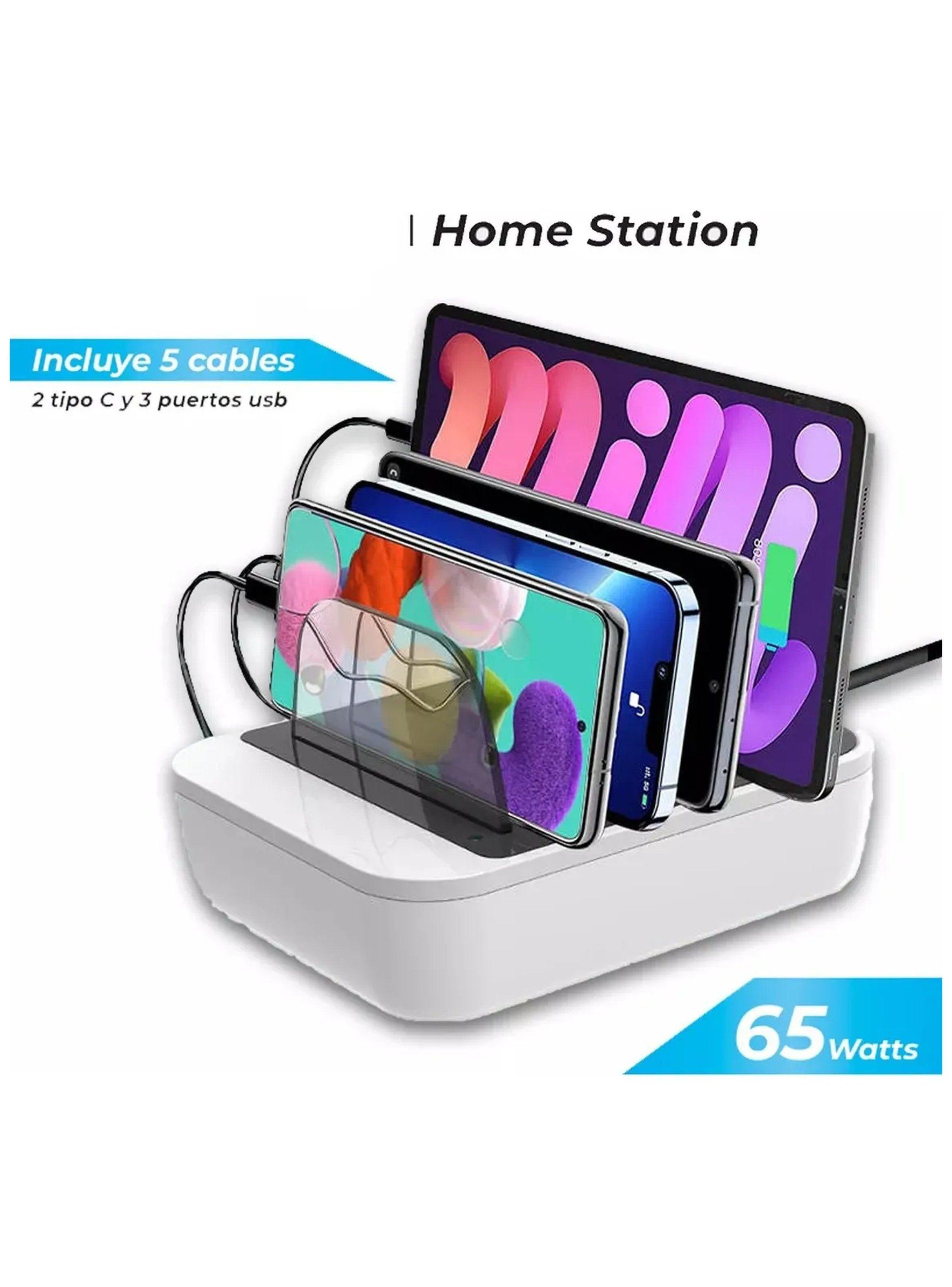 Estación de Carga USB para Múltiples Dispositivos 65W con 5 Cables-1
