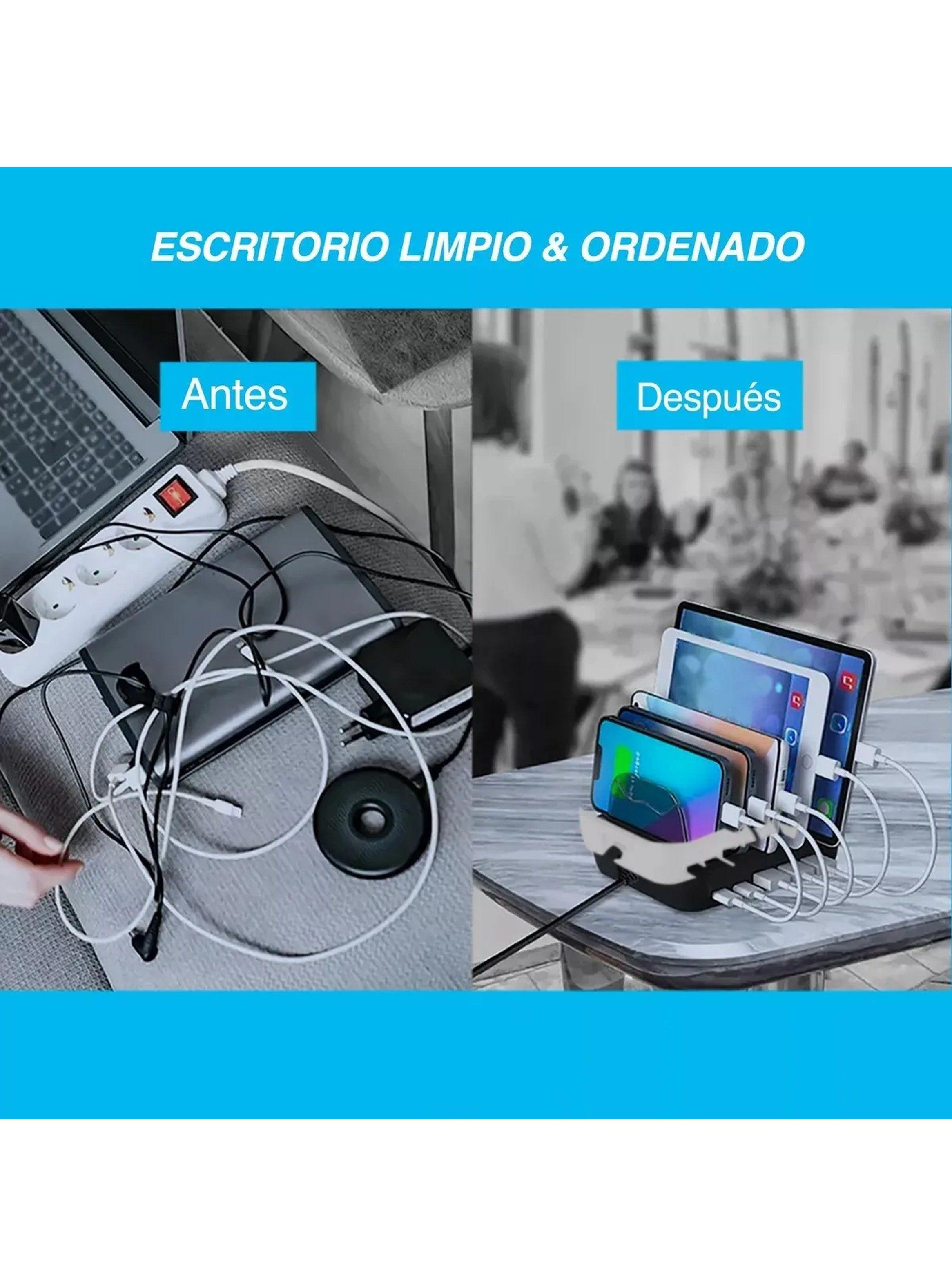 Estación de Carga USB para Múltiples Dispositivos 65W con 5 Cables-2