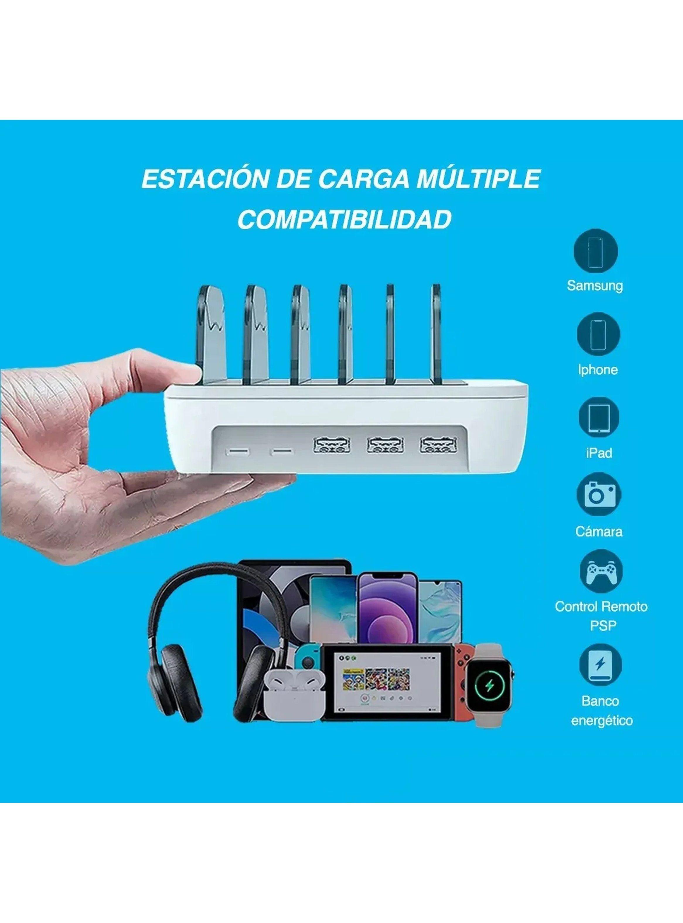 Estación de Carga USB para Múltiples Dispositivos 65W con 5 Cables-3