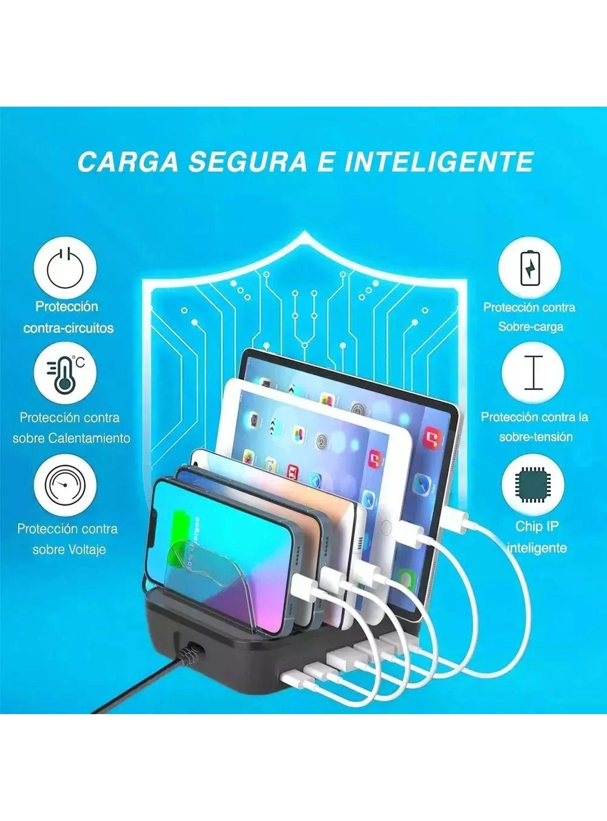 Estación de Carga USB para Múltiples Dispositivos 65W con 5 Cables-4