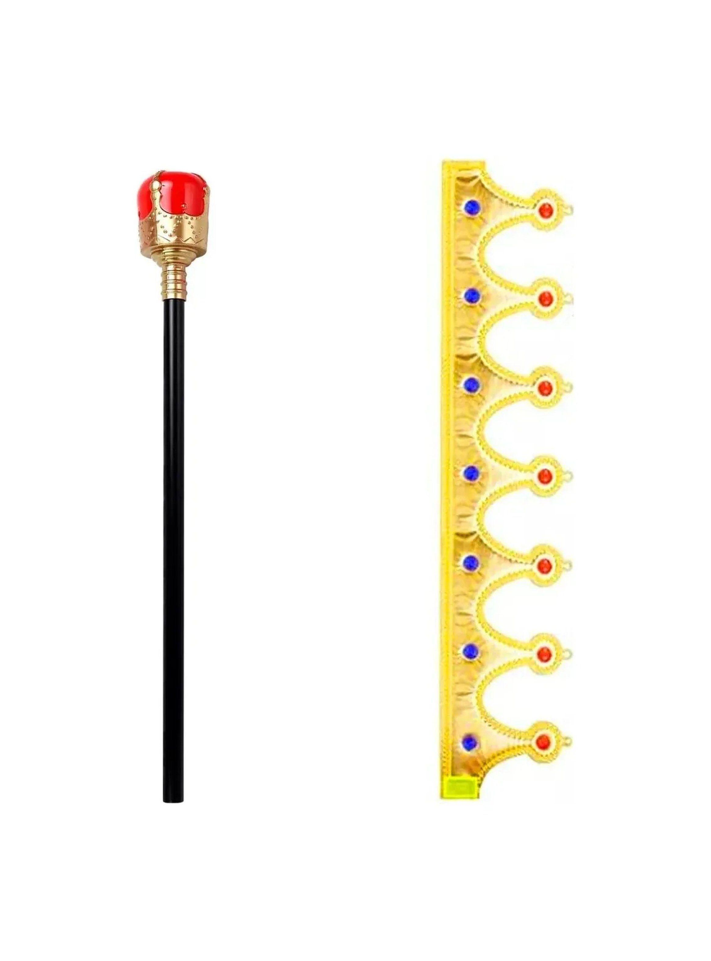 Set de Disfraz de Rey para Niños Capa Roja con Corona y Cetro-8