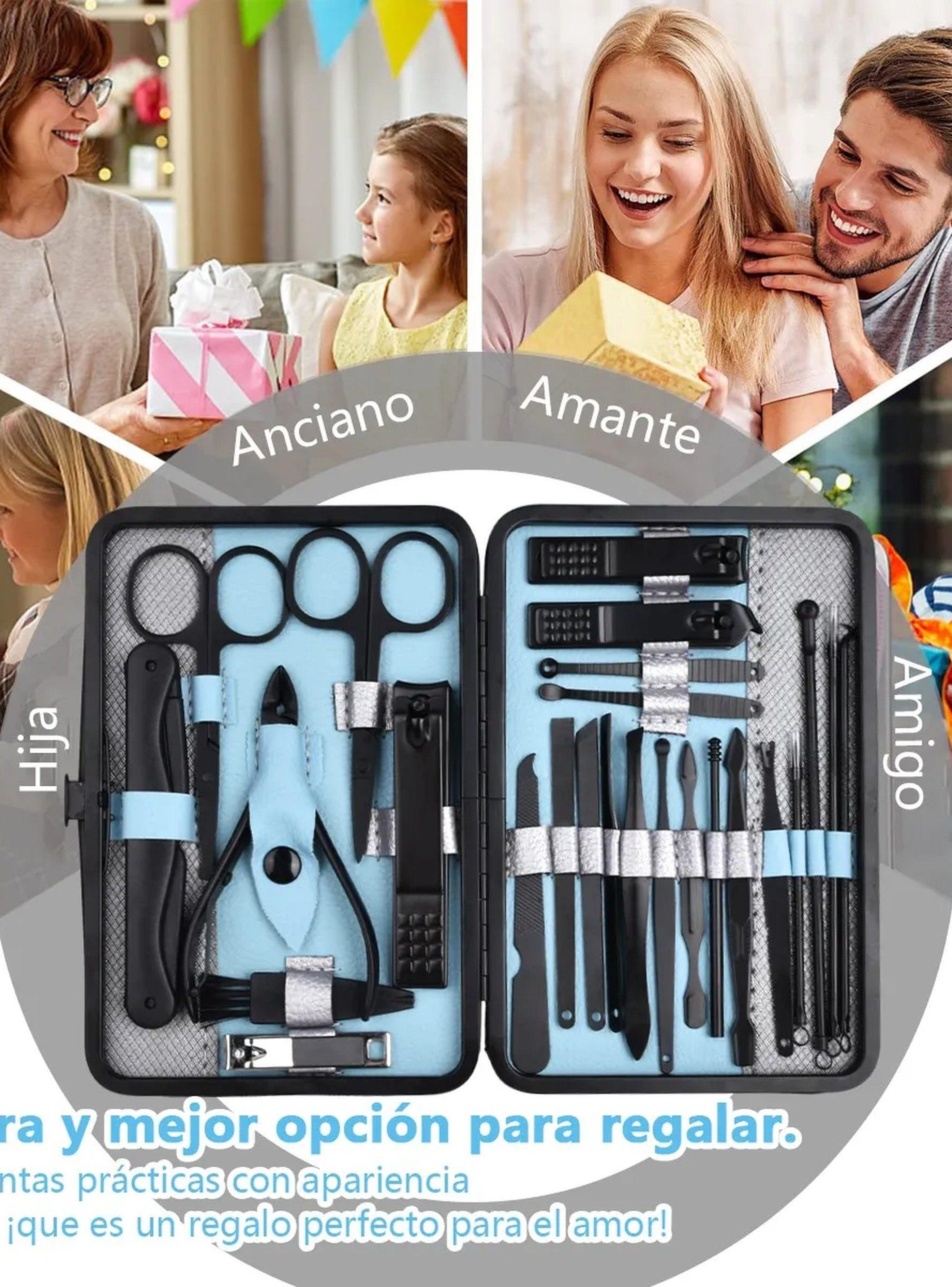 Set de Manicura y Pedicura Acero Inoxidable Negro 20 Piezas-5