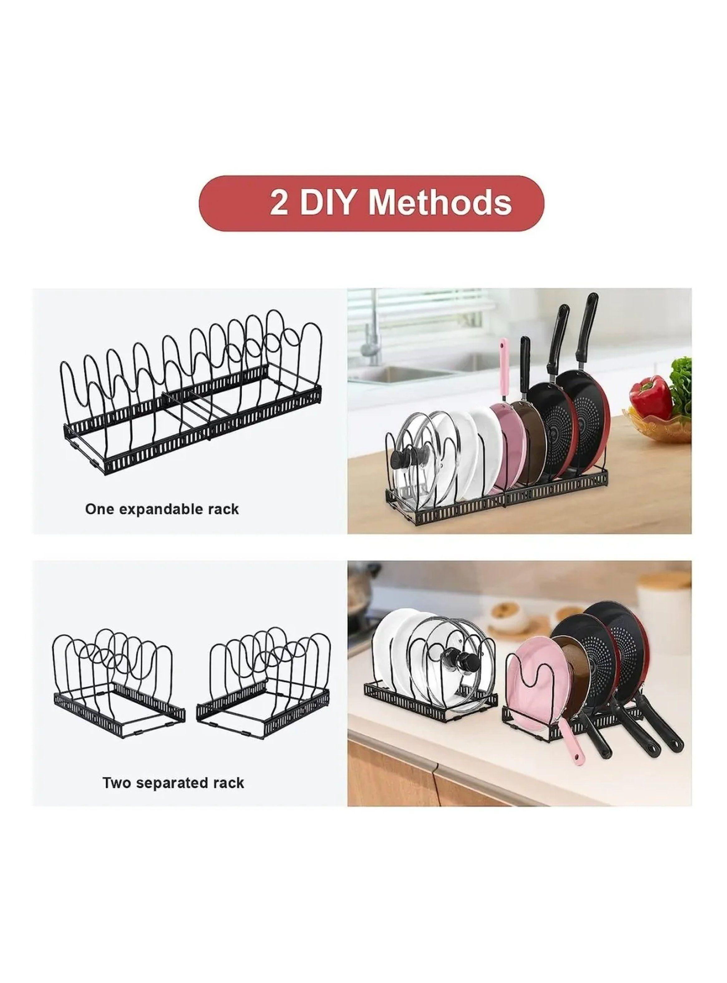 Organizador de Sartenes Expandible de Metal Negro Ajustable-1