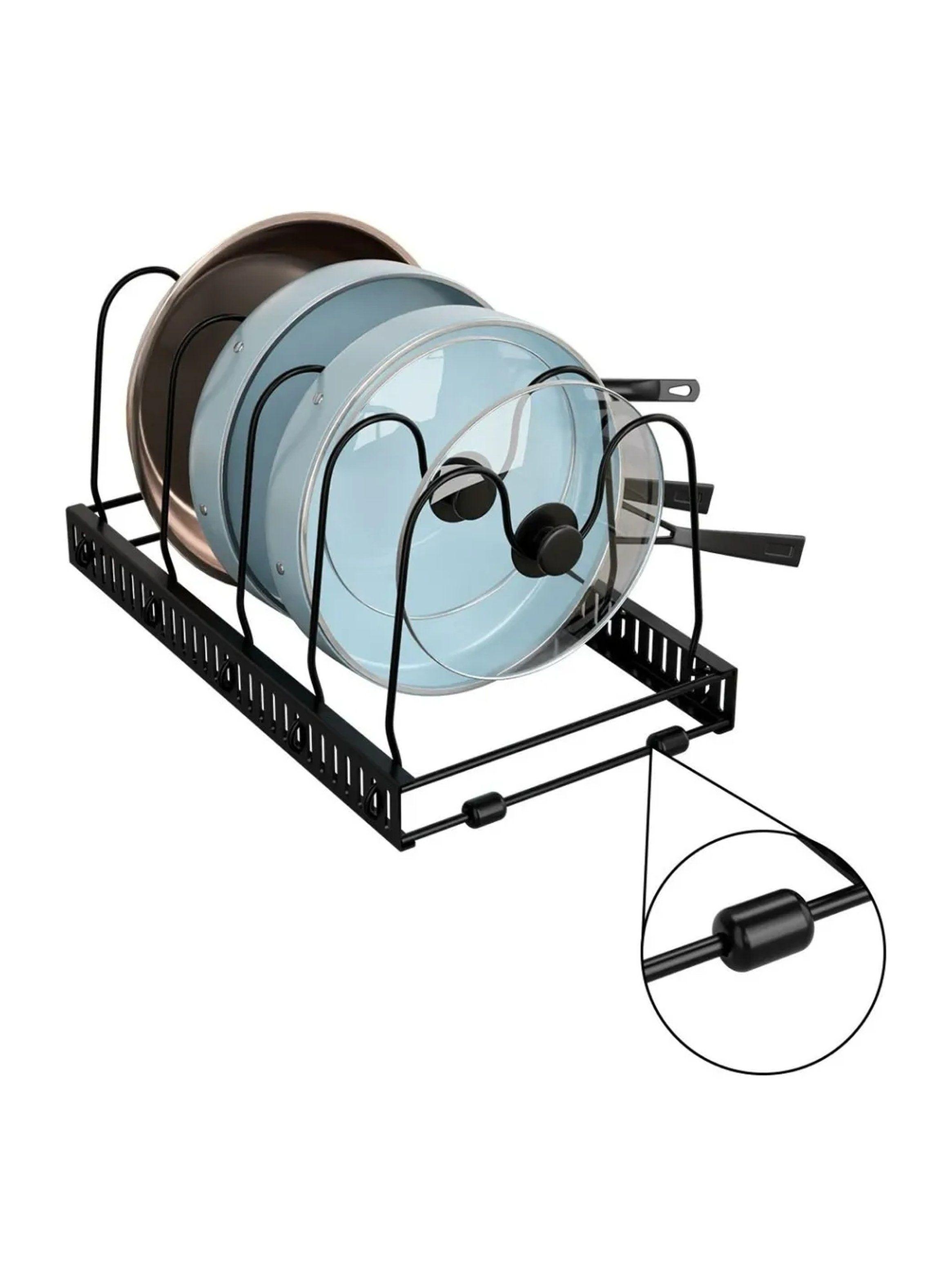 Organizador de Sartenes Expandible de Metal Negro Ajustable-6