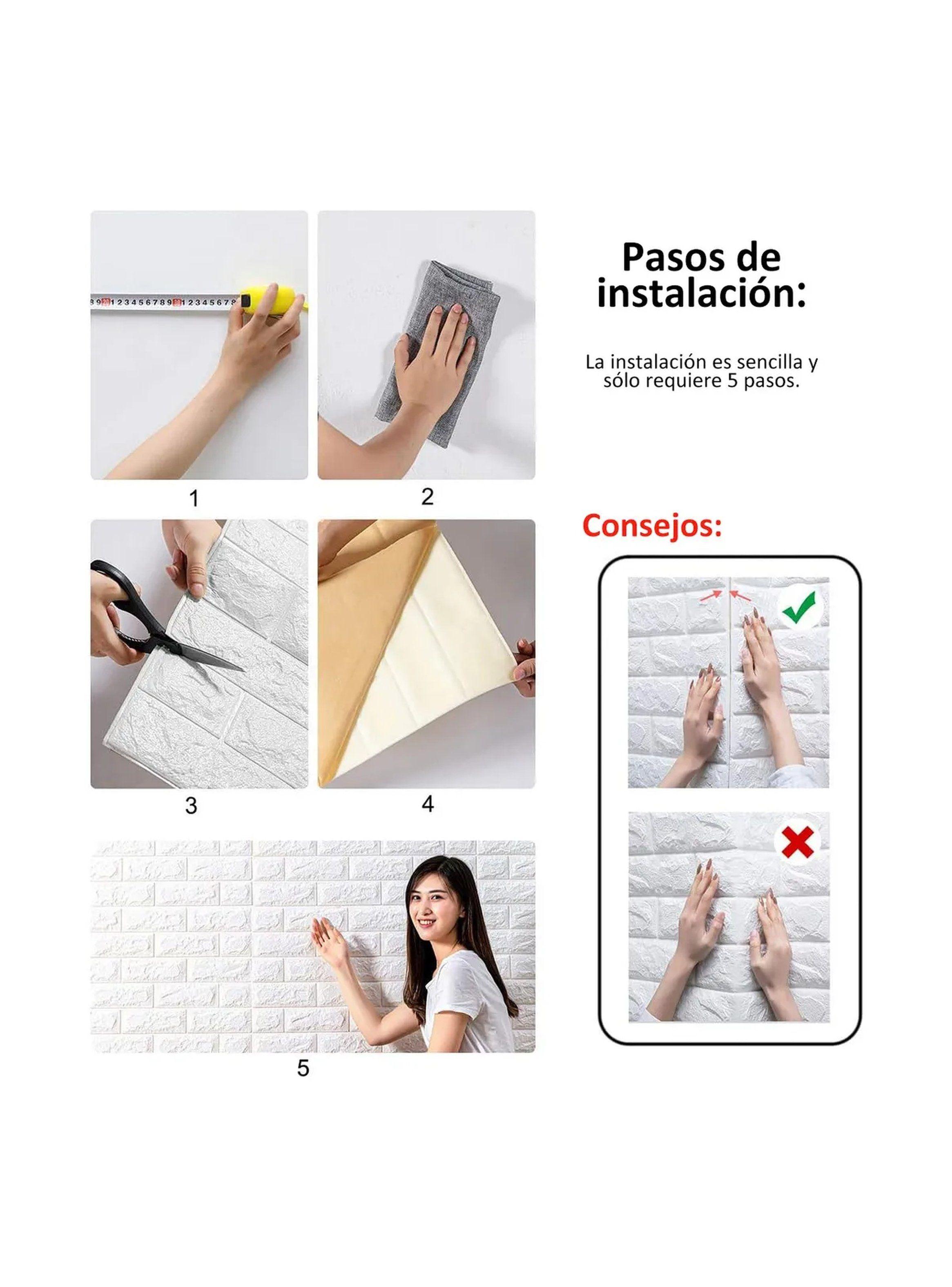 Paneles de Pared 3D Texturizados Adhesivos Imitación Ladrillo Beige-6