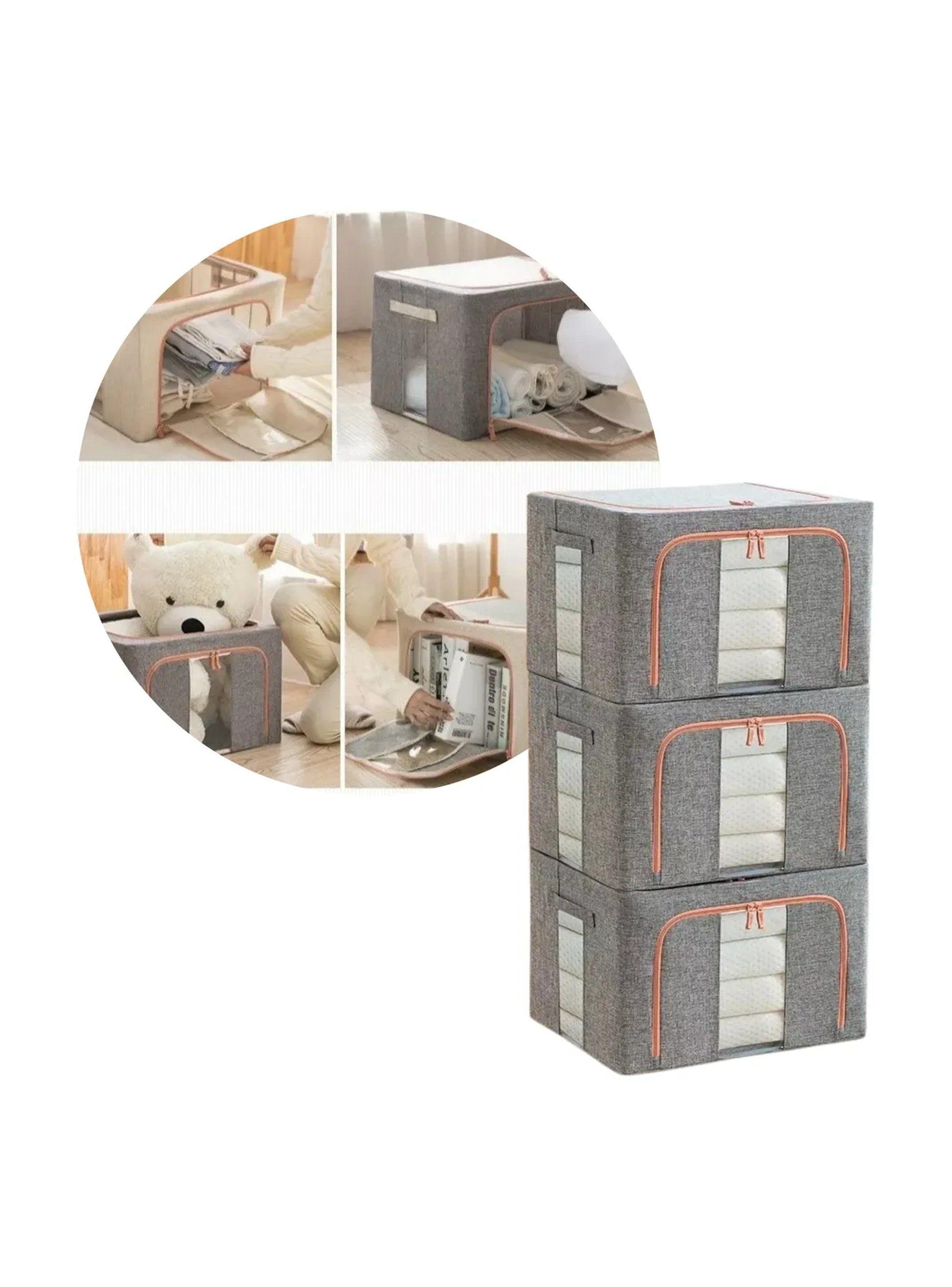 Caja de Almacenamiento Plegable Algodón y Lino con Cremallera-0