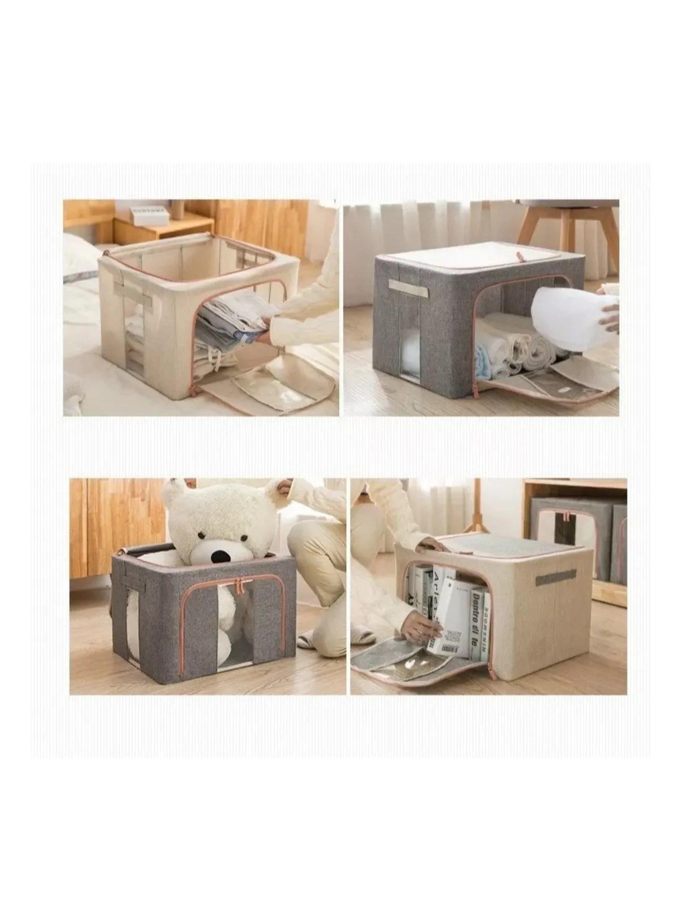 Caja de Almacenamiento Plegable Algodón y Lino con Cremallera-3