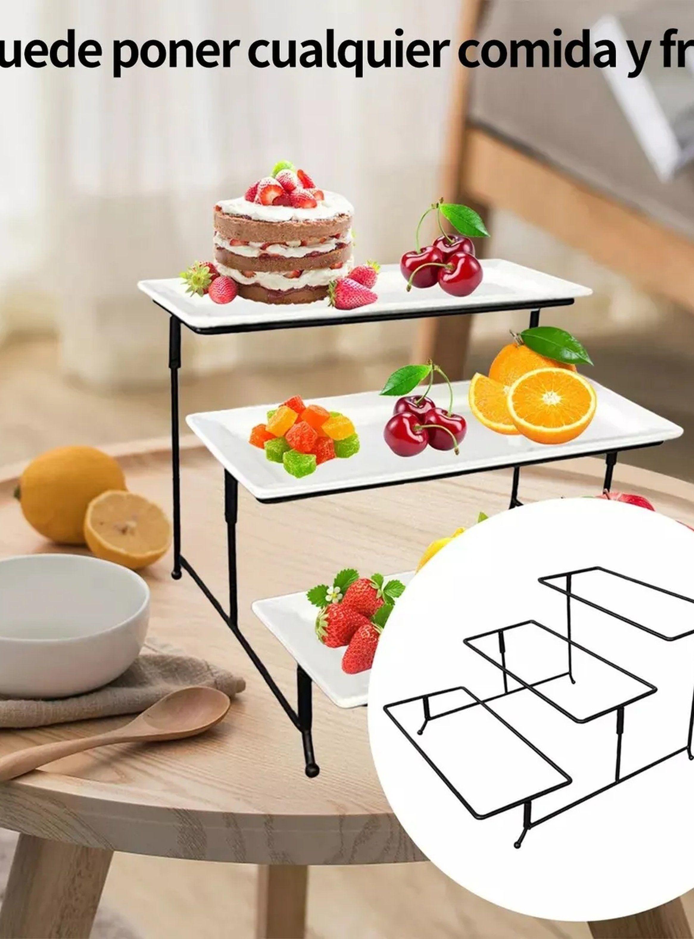 Organizador de Comida Tres Niveles Metal Negro 29cm-2