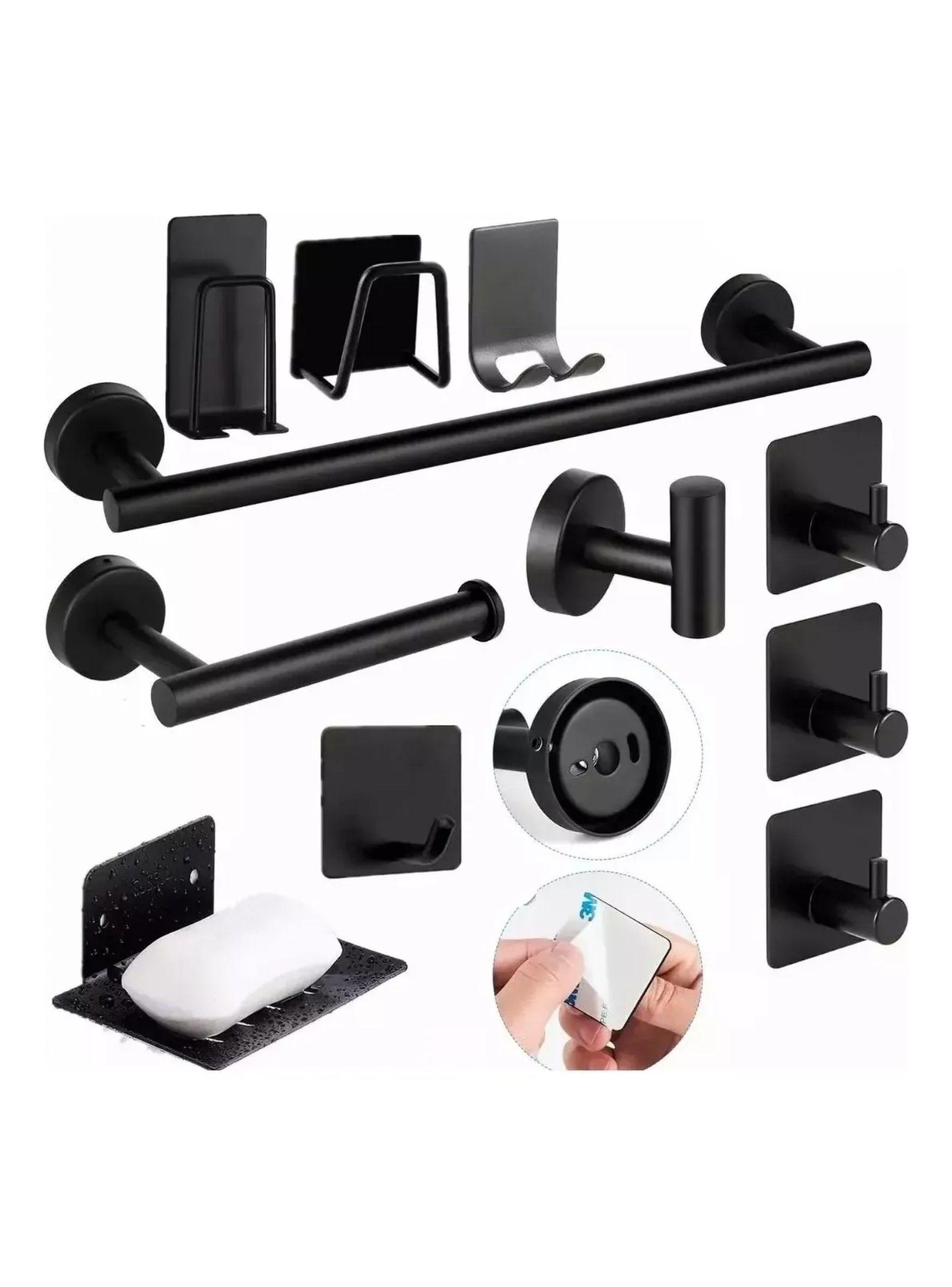 Set de Baño Acero Inoxidable Negro Impermeable Antióxido-0