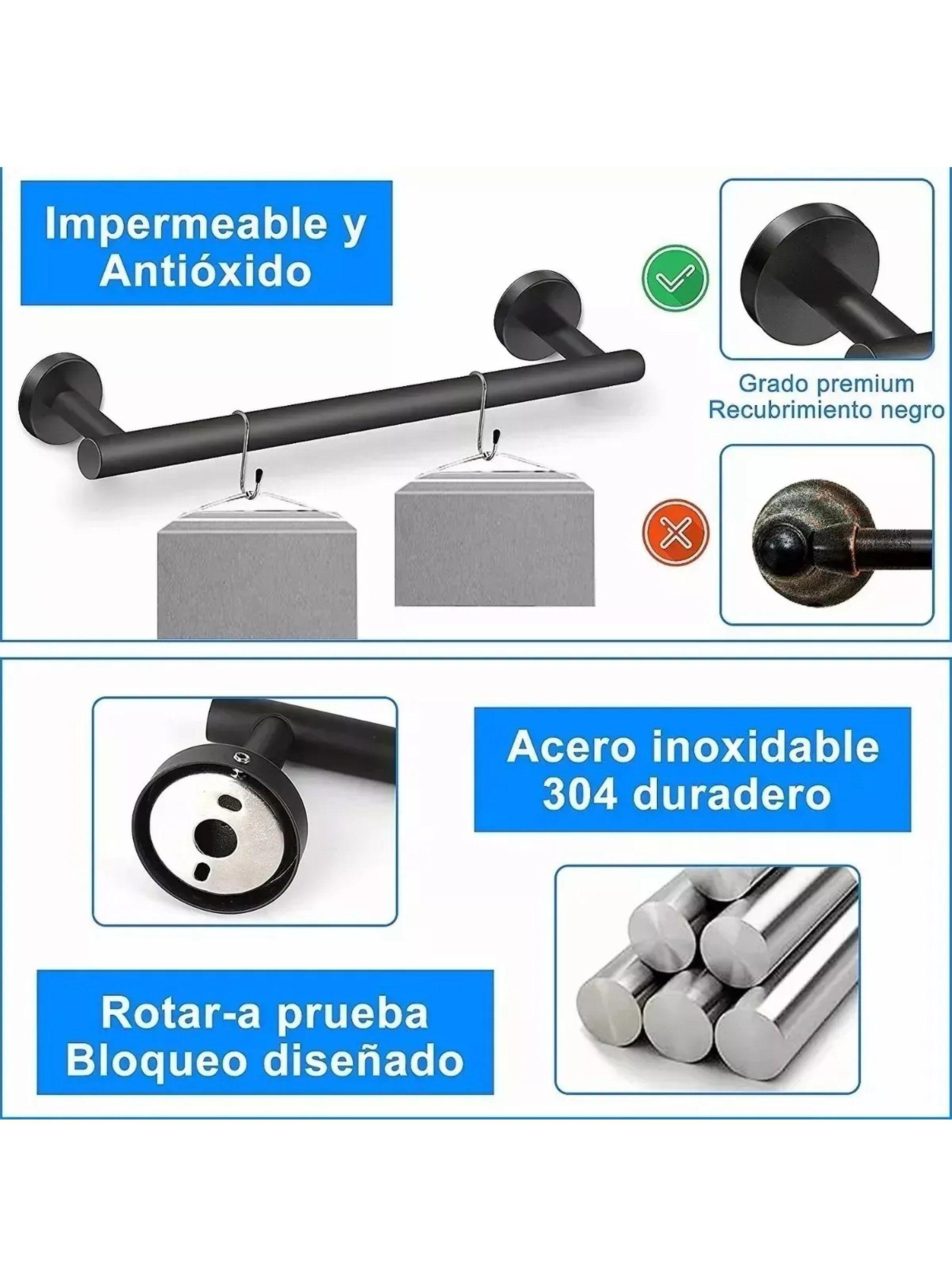 Set de Baño Acero Inoxidable Negro Impermeable Antióxido-2