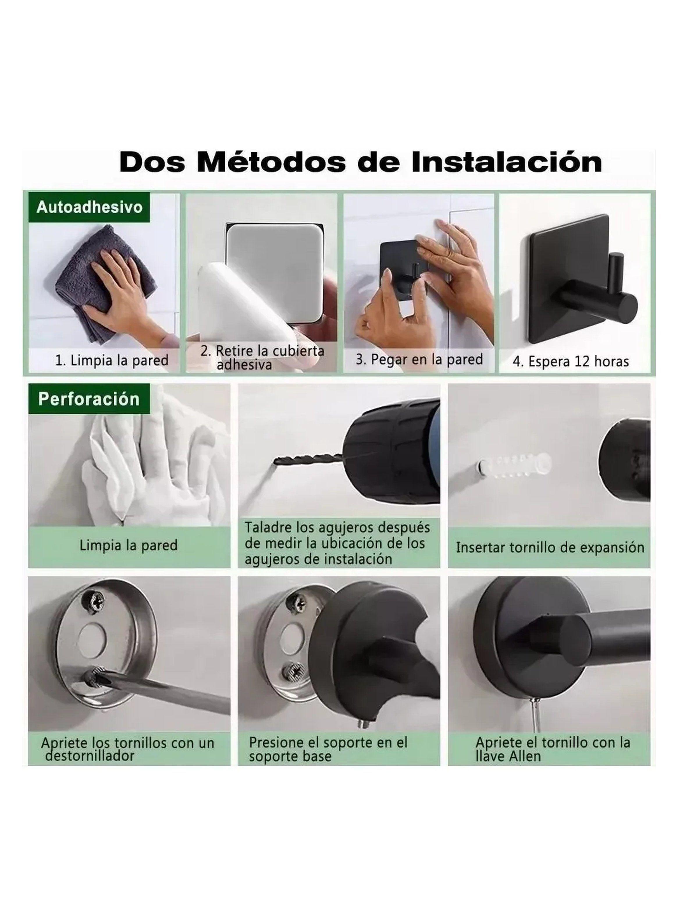 Set de Baño Acero Inoxidable Negro Impermeable Antióxido-3