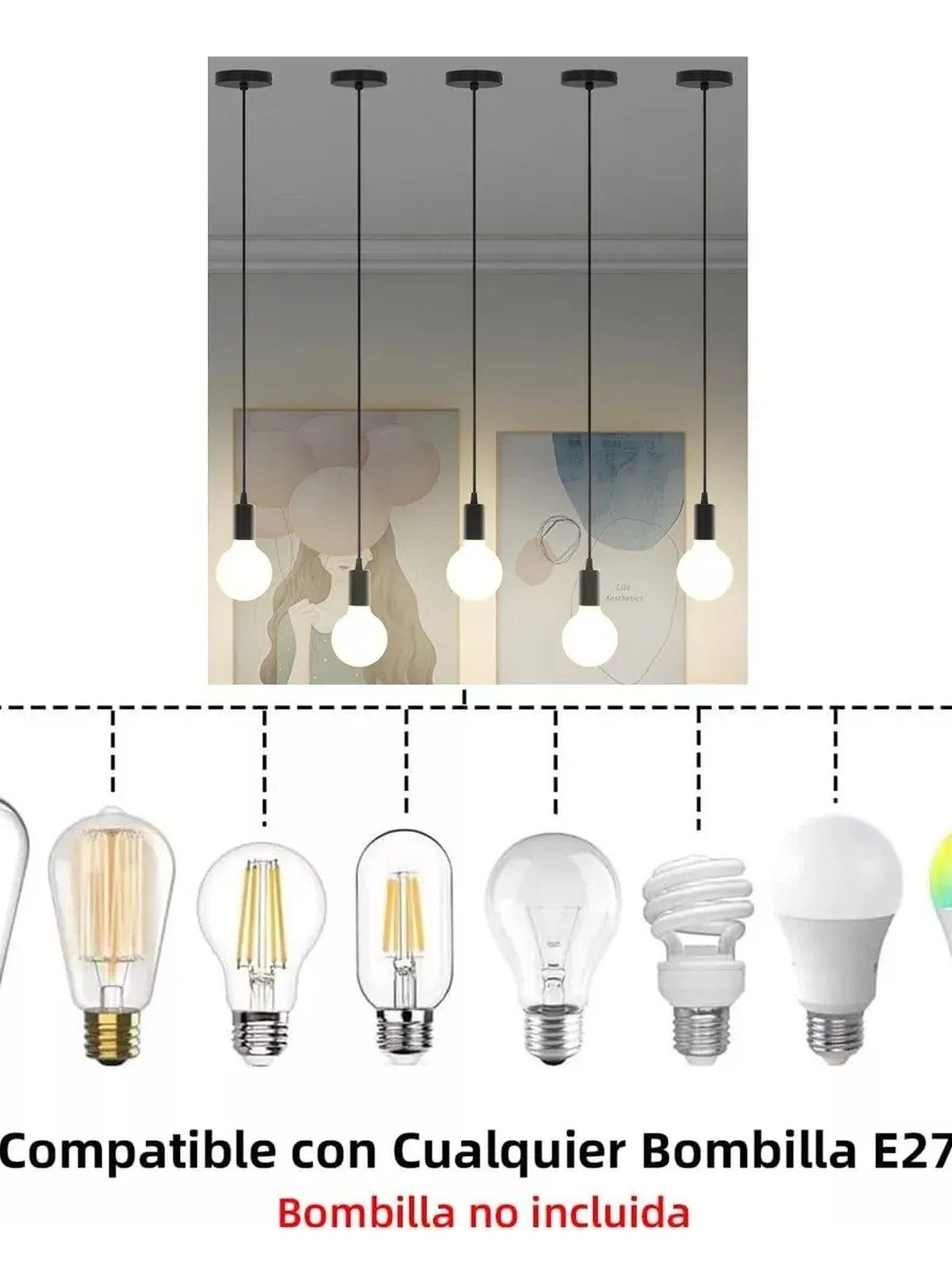 Lámpara Colgante Regulable Color Negro Compatible Bombillas E27-2