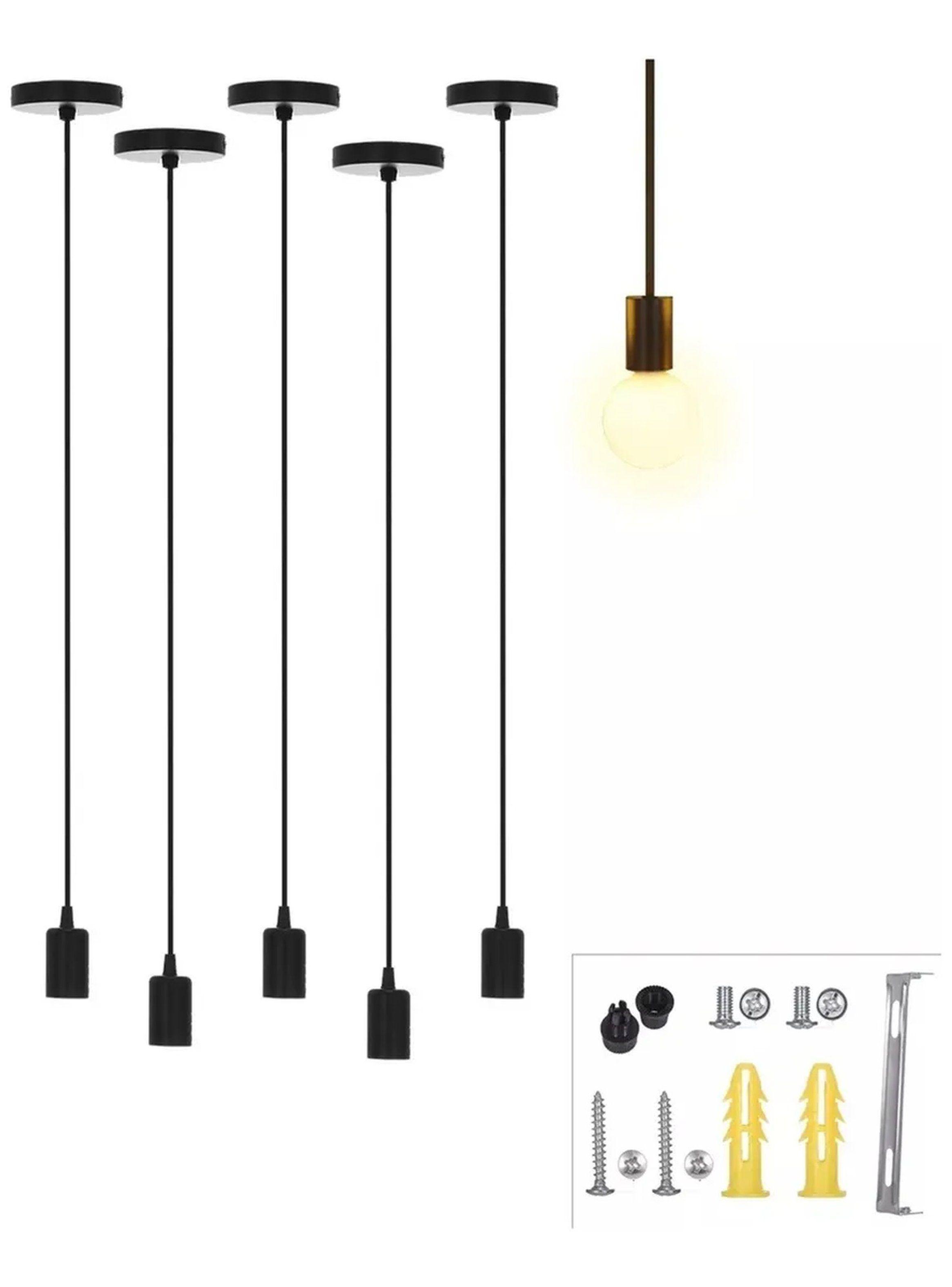 Lámpara Colgante Regulable Color Negro Compatible Bombillas E27-3