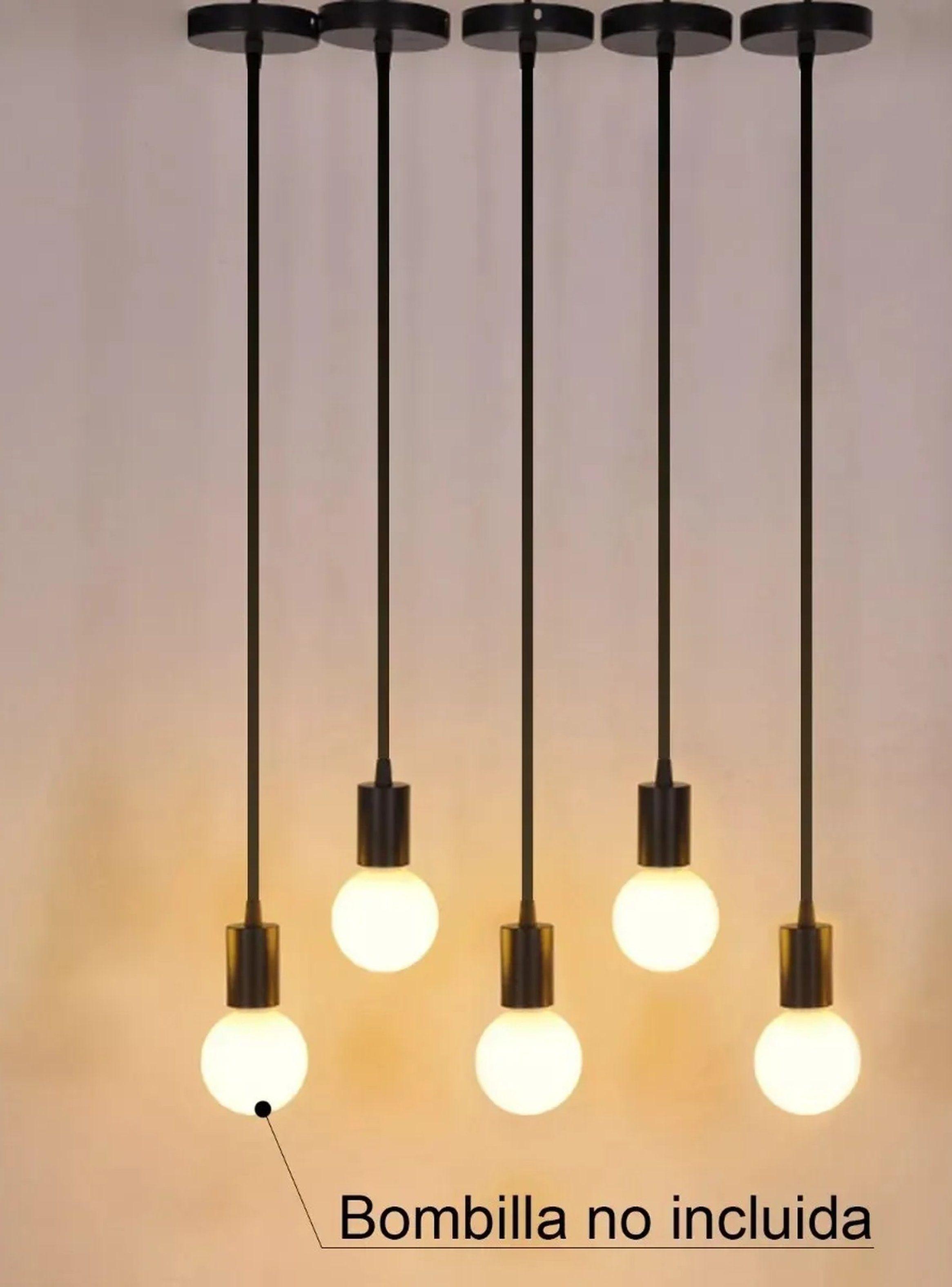 Lámpara Colgante Regulable Color Negro Compatible Bombillas E27-5