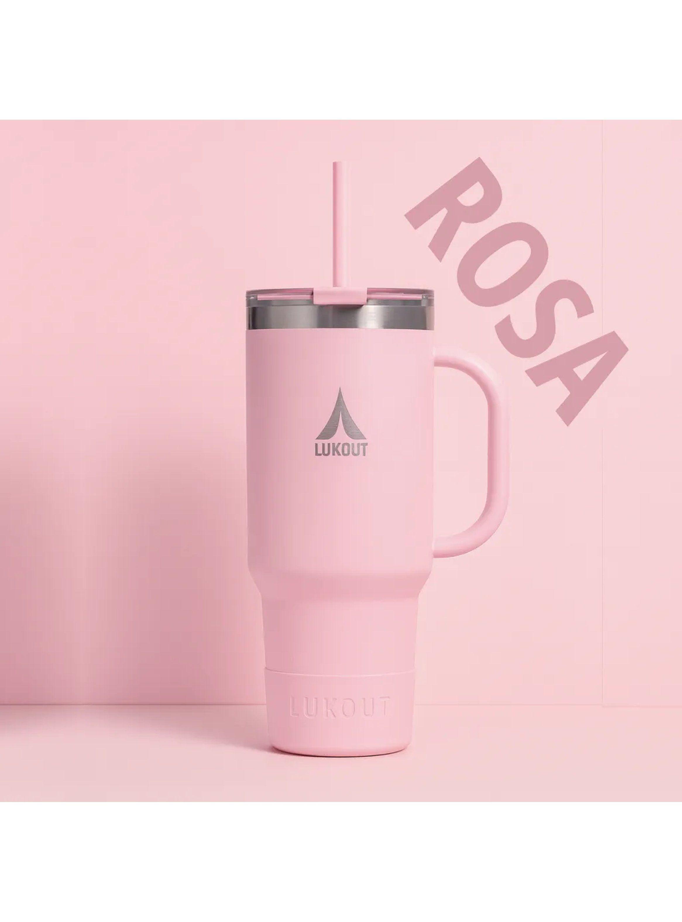 Vaso Térmico Con Tapa Y Bombilla Reutilizable 950ml Rosado Pastel-4