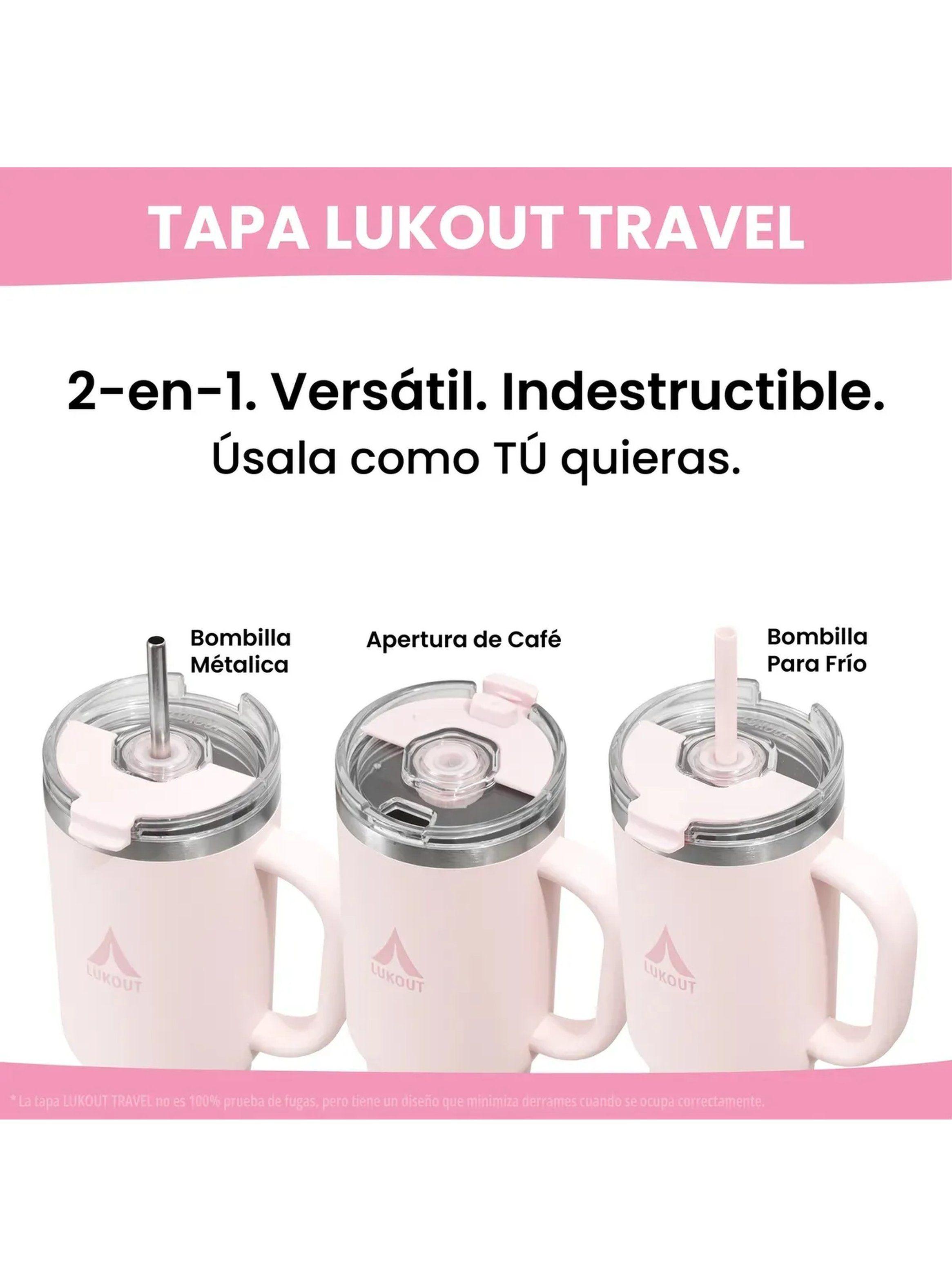 Vaso Térmico Con Tapa Y Bombilla Reutilizable 950ml Rosado Pastel-6