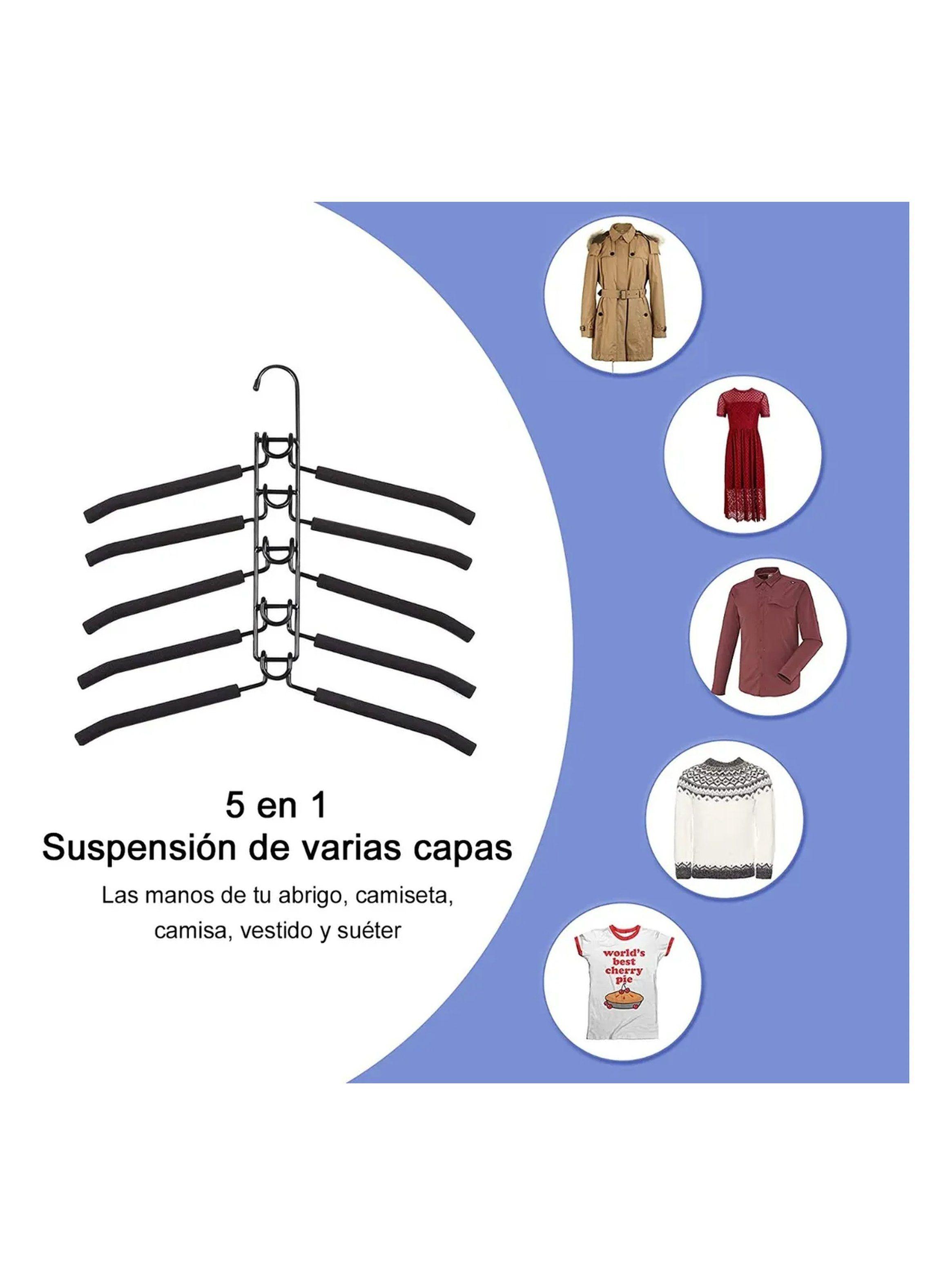 Percha Multiposición 5 en 1 Antideslizante Negro 38x40 cm-2