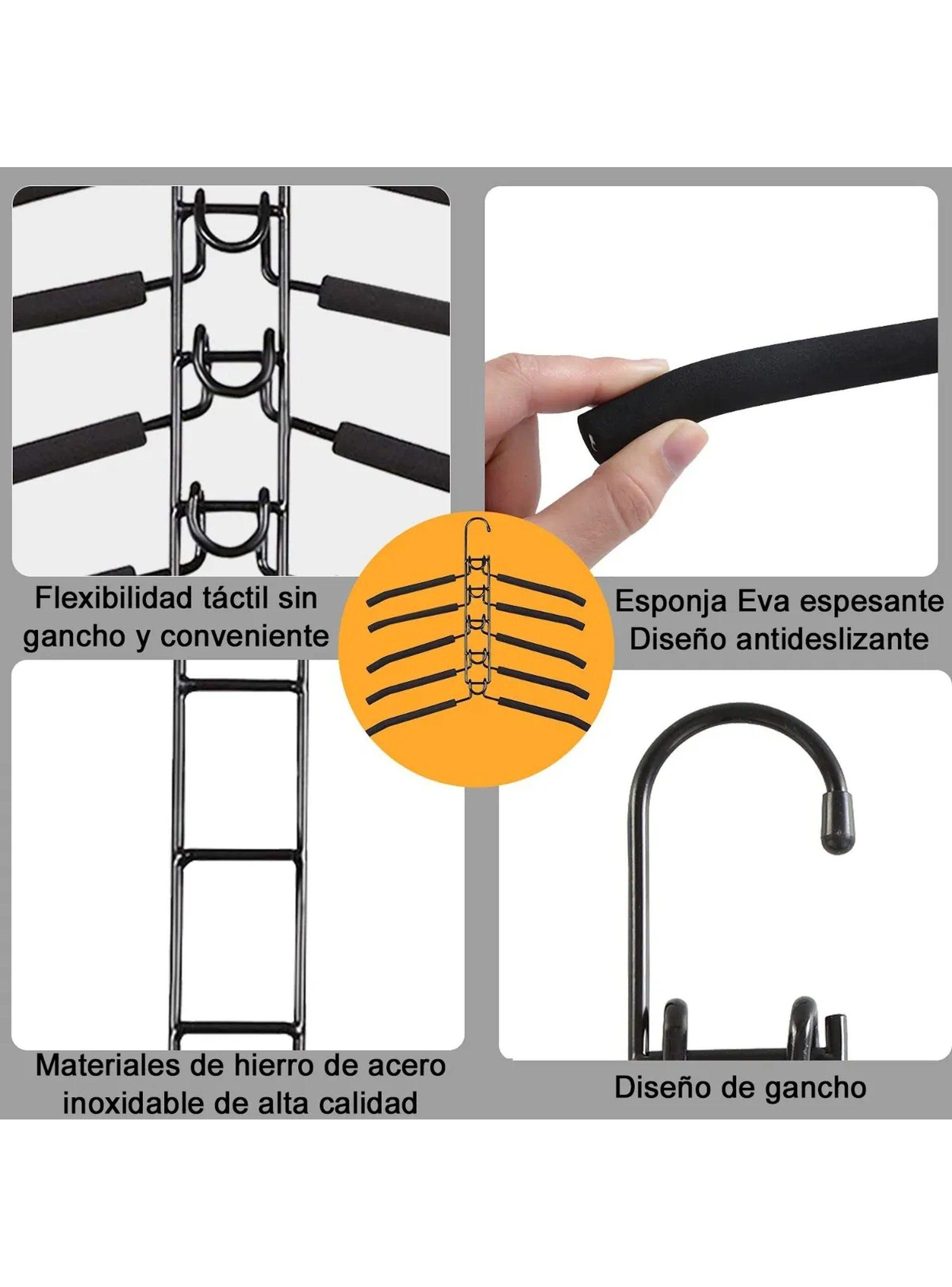 Percha Multiposición 5 en 1 Antideslizante Negro 38x40 cm-4