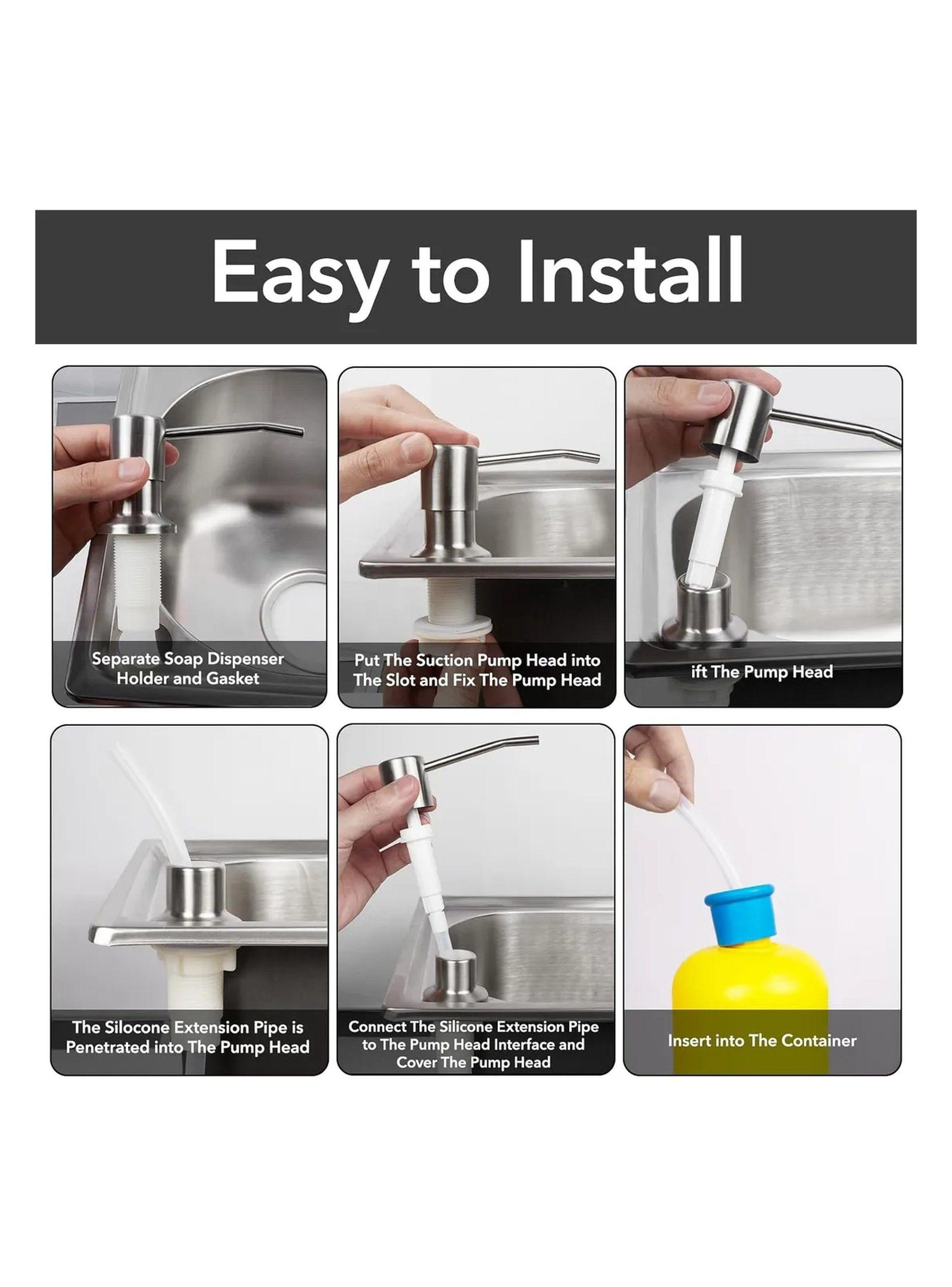 Dispensador de Jabón de Cocina con Boquilla de Acero Inoxidable ajuste universal-3