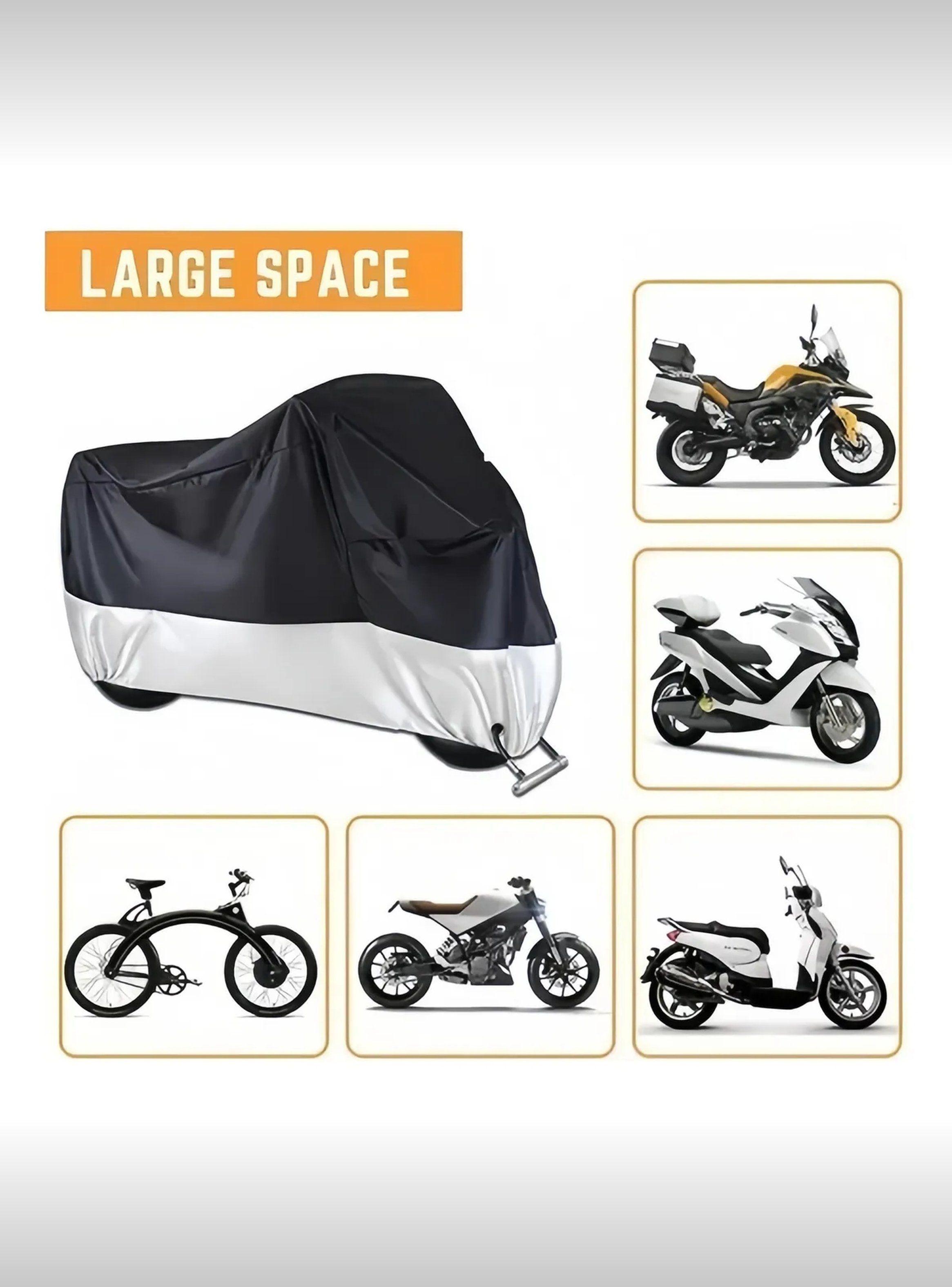 Cubierta Para Moto Impermeable Resistente al Viento 245cm Negra Y Plata-4