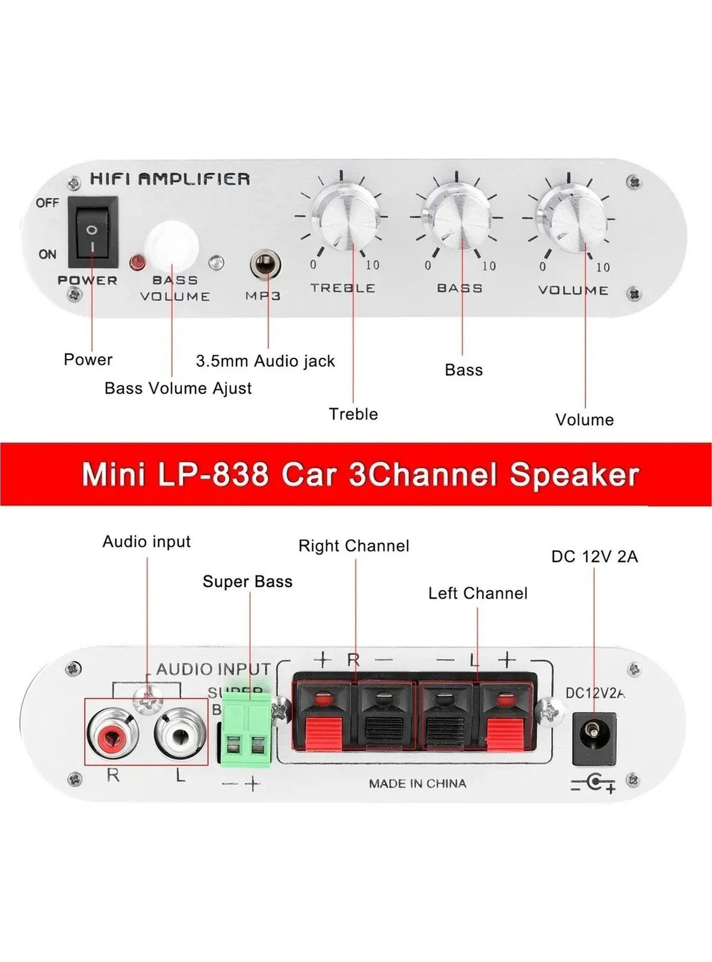 Amplificador Estéreo Hi-Fi 2.1 Compatible con CD, MP3 y MP4-3