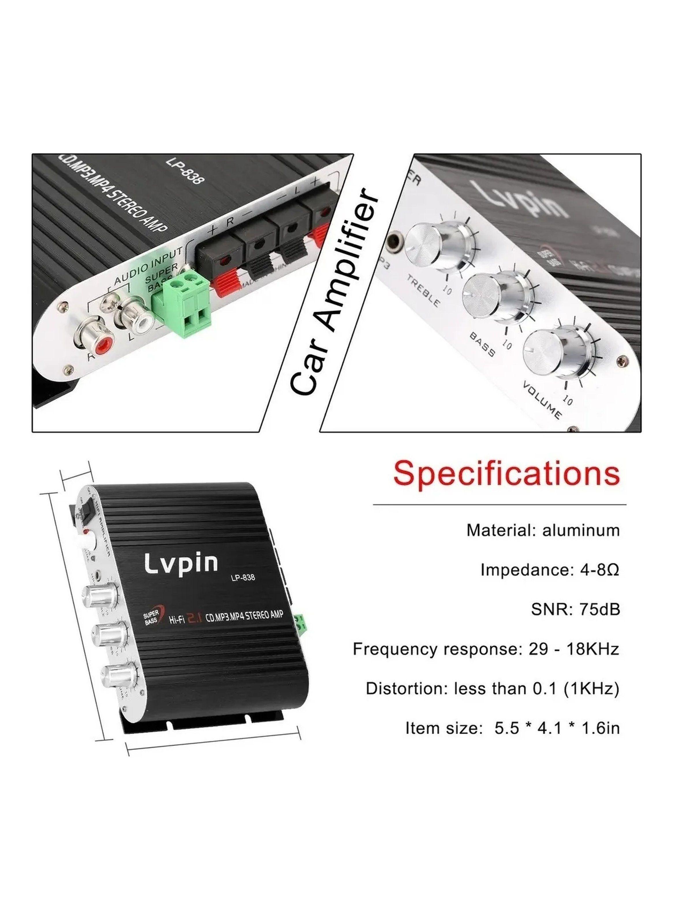 Amplificador Estéreo Hi-Fi 2.1 Compatible con CD, MP3 y MP4-4