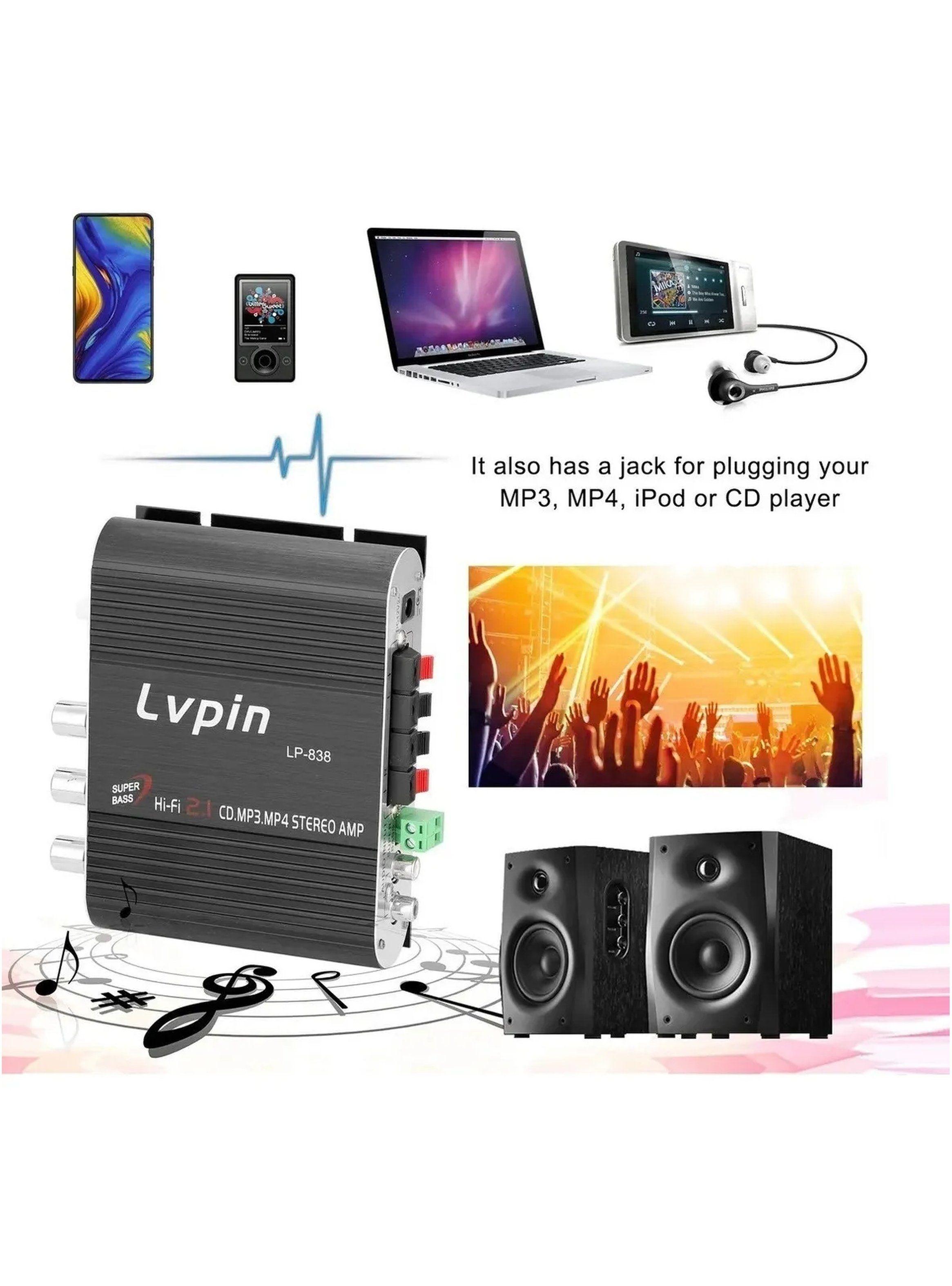 Amplificador Estéreo Hi-Fi 2.1 Compatible con CD, MP3 y MP4-5