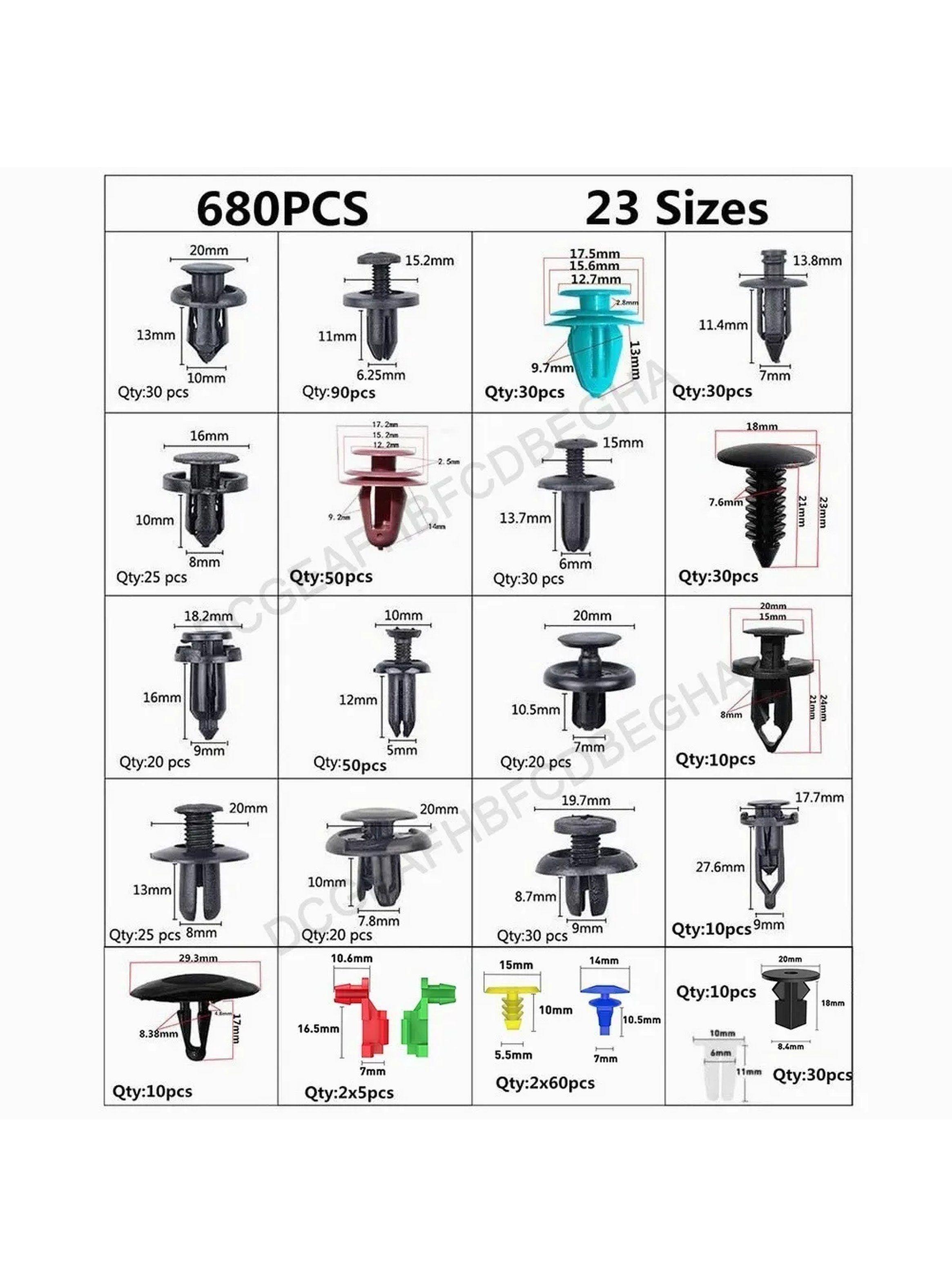 Kit de Sujetadores Automotrices 680 Piezas con Herramientas de Extracción-3