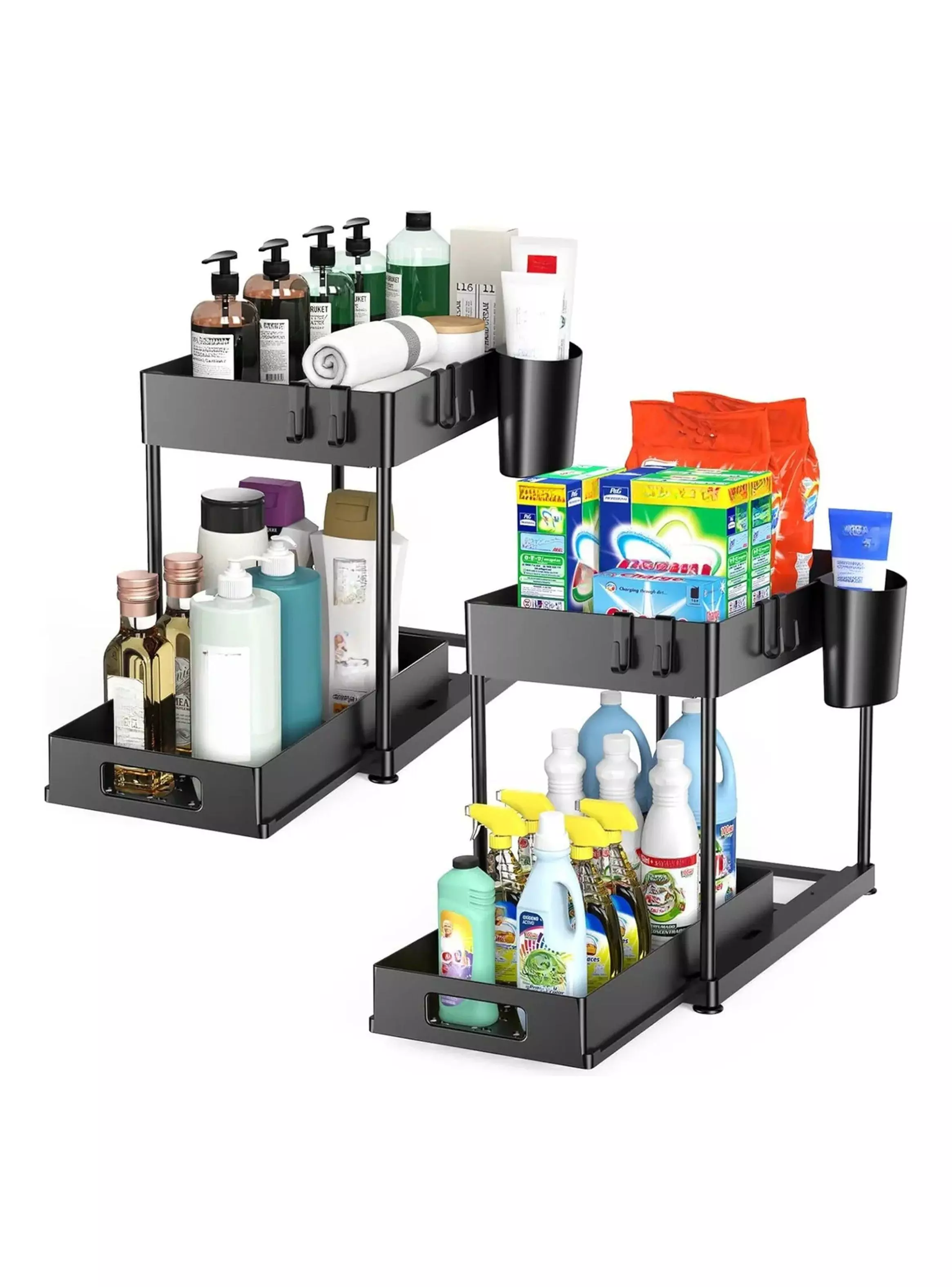 Organizador de Almacenamiento Multifuncional de Plástico ABS Negro Ajustable-0