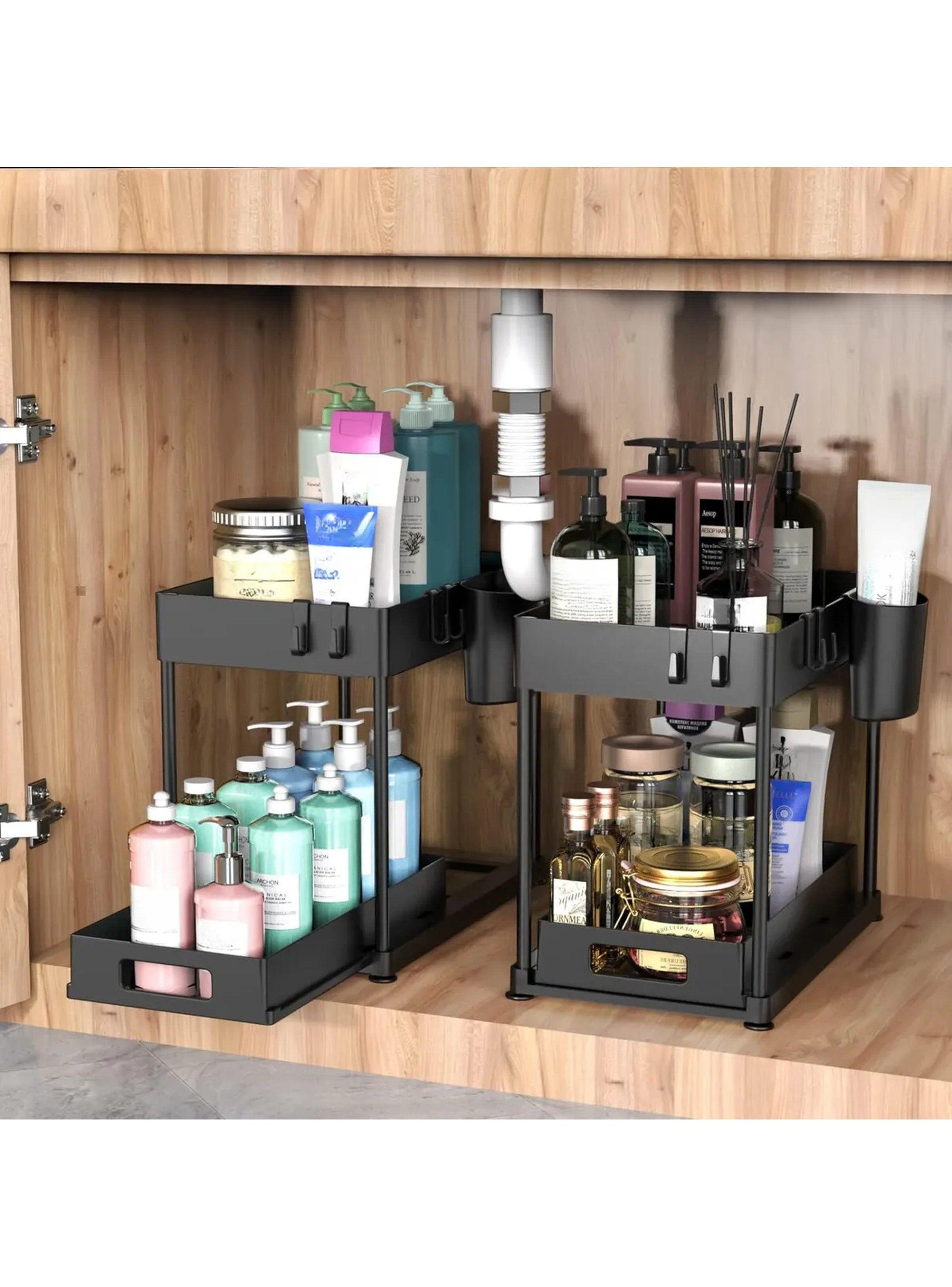 Organizador de Almacenamiento Multifuncional de Plástico ABS Negro Ajustable-1