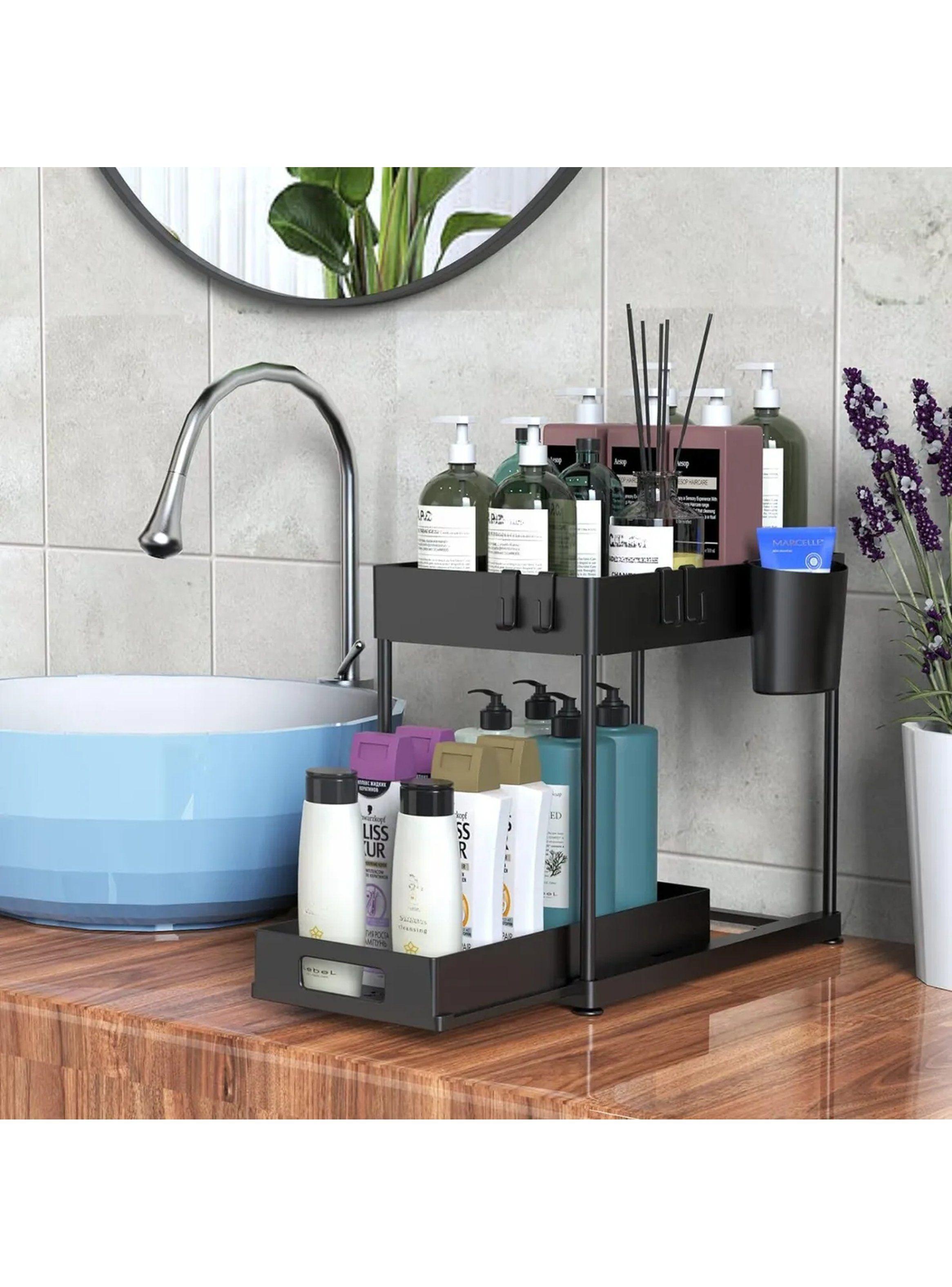 Organizador de Almacenamiento Multifuncional de Plástico ABS Negro Ajustable-4